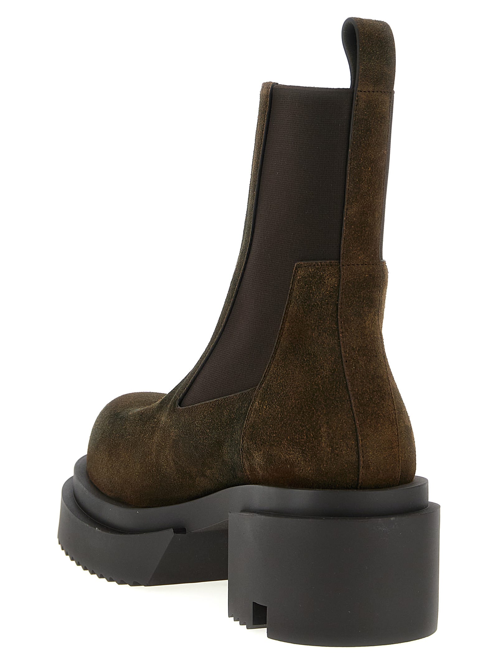 Rick Owens Chunky Sole Ankle Boots With Elastic Panels In Black