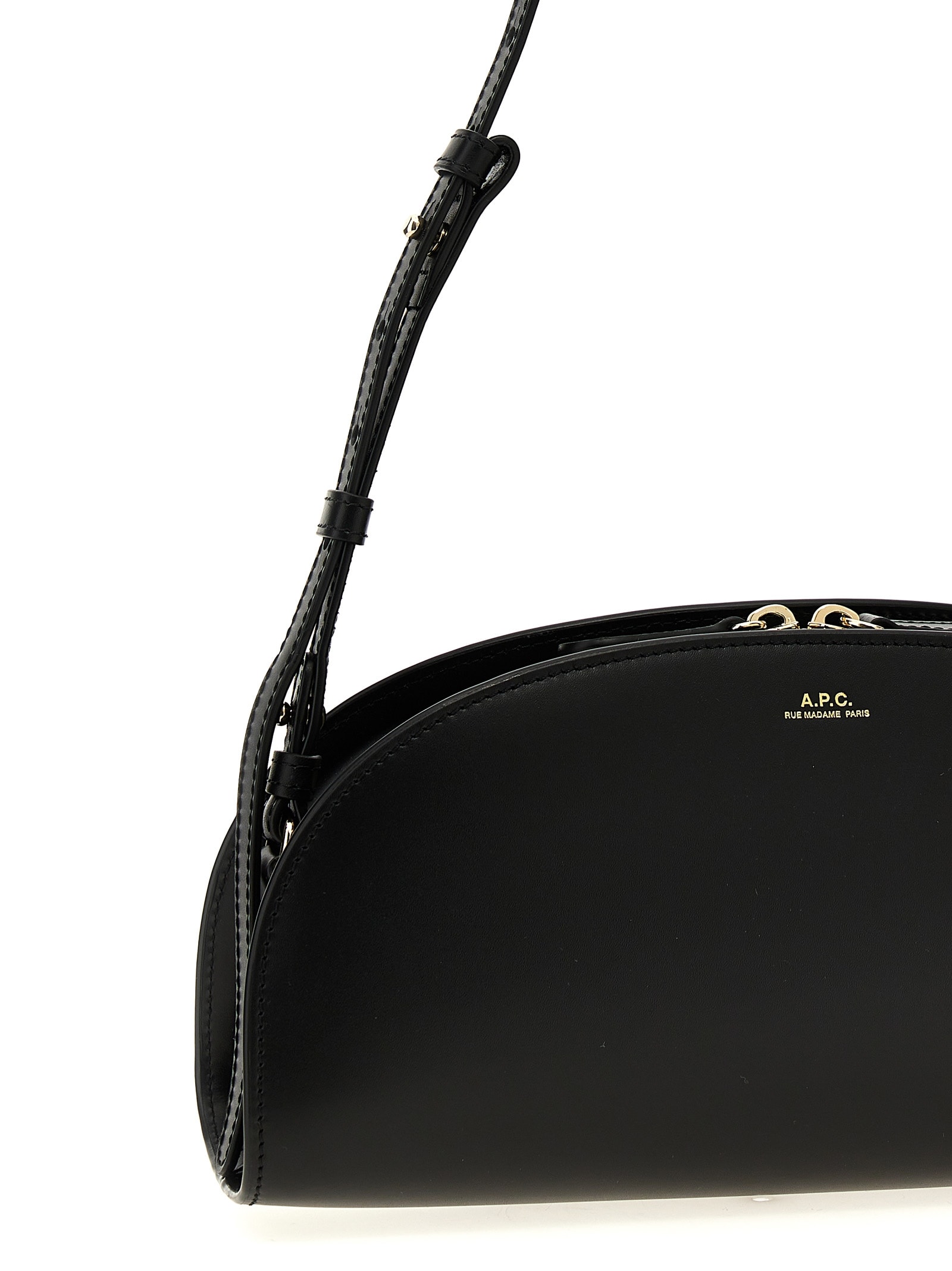 Apc Mini Demi-lune Structured Shoulder Handbag In Black