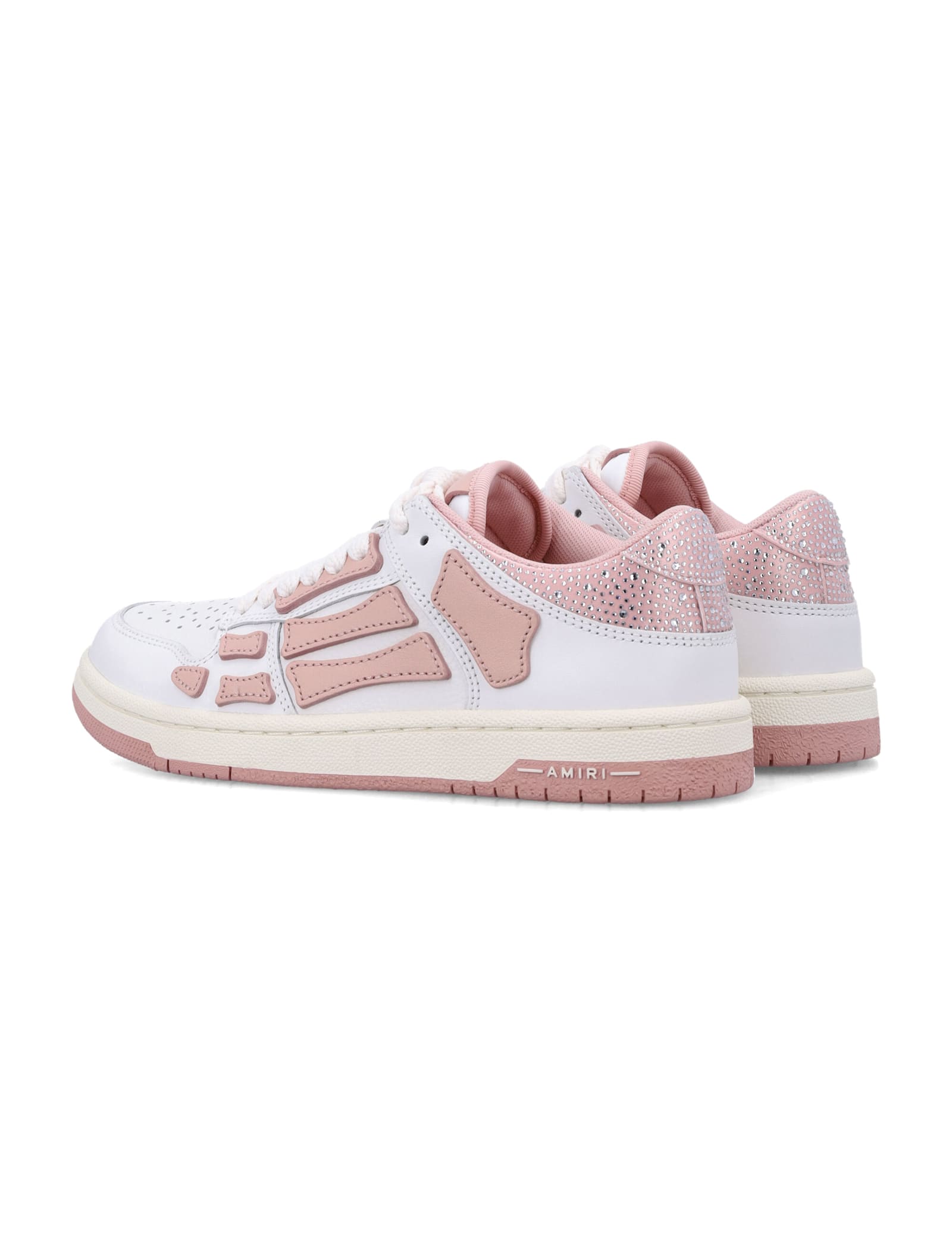 Amiri Crystal Satin Skel Top Low Womans Sneakers In Pink