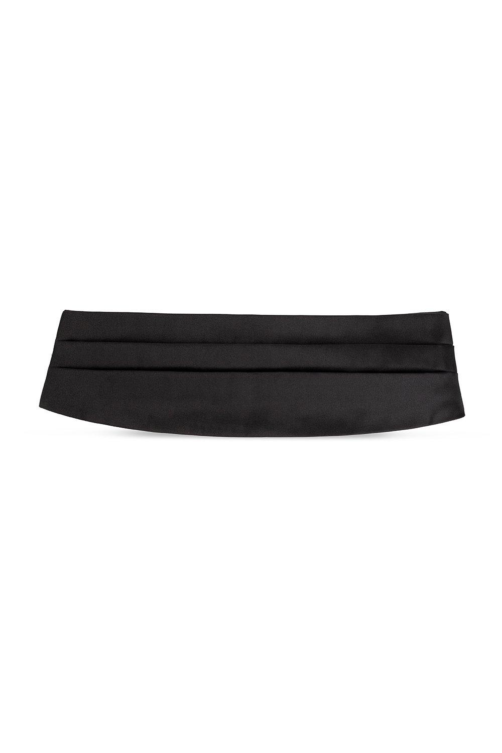 Shop Ferragamo Logo Print Cummerbund In Black