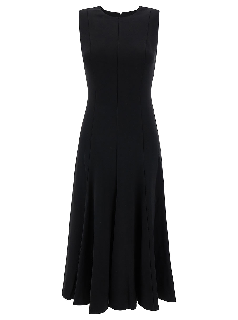 Midi Black Sleeveless Dress With Pleated Skirt In Triacetate Blend Woman