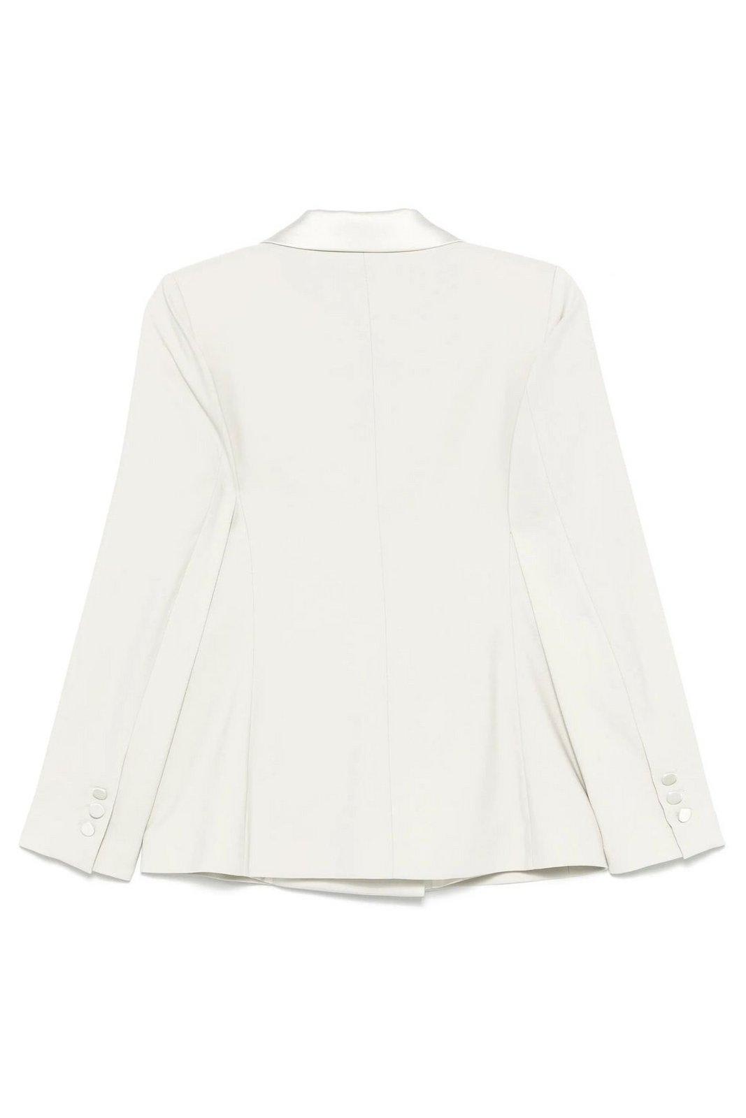 D Exterior D.exterior Light Green Double-breasted Blazer With Satin Lining In Neutral