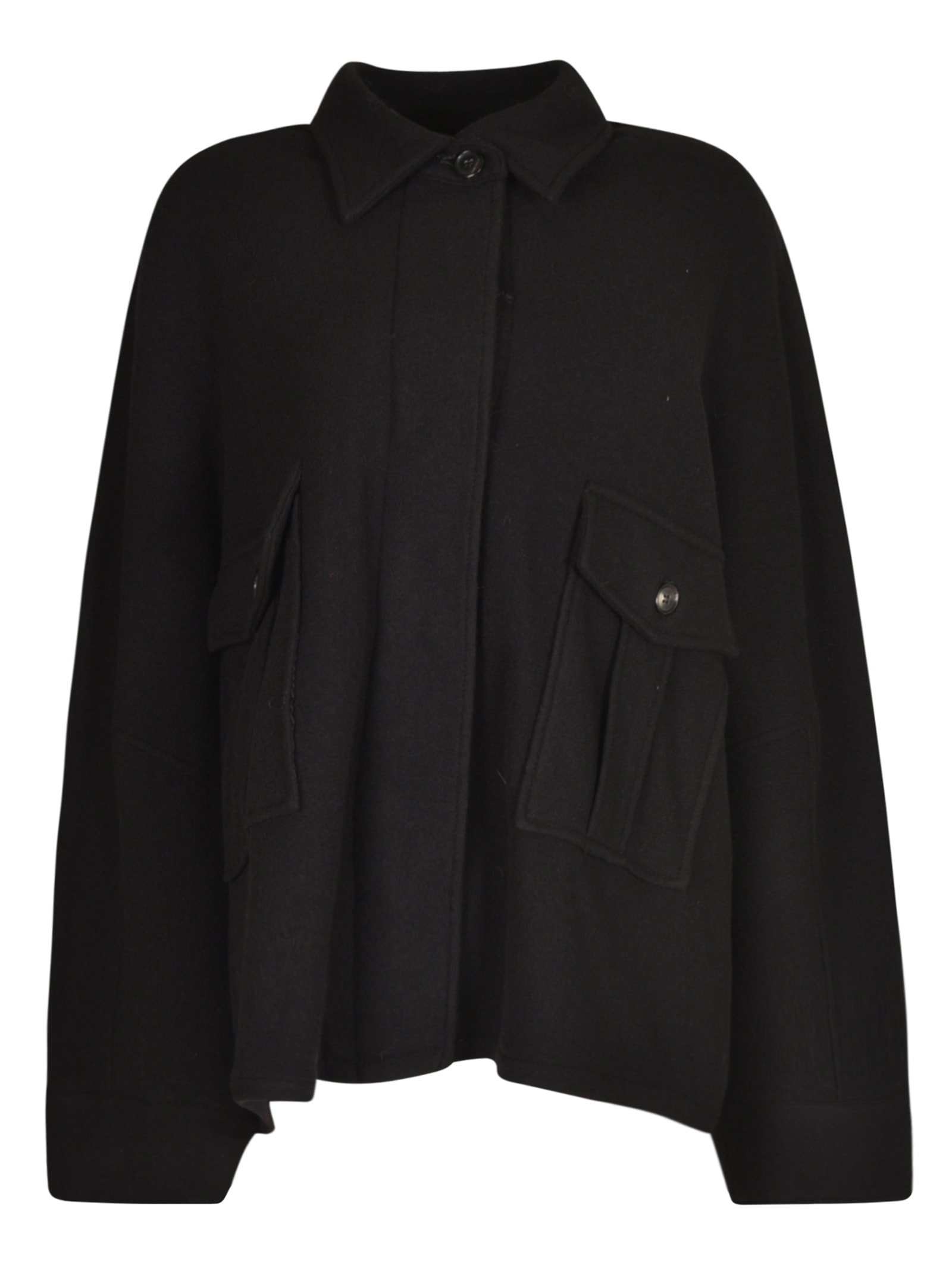 Alberto Biani Oversized Patched Pocket Jacket In Black