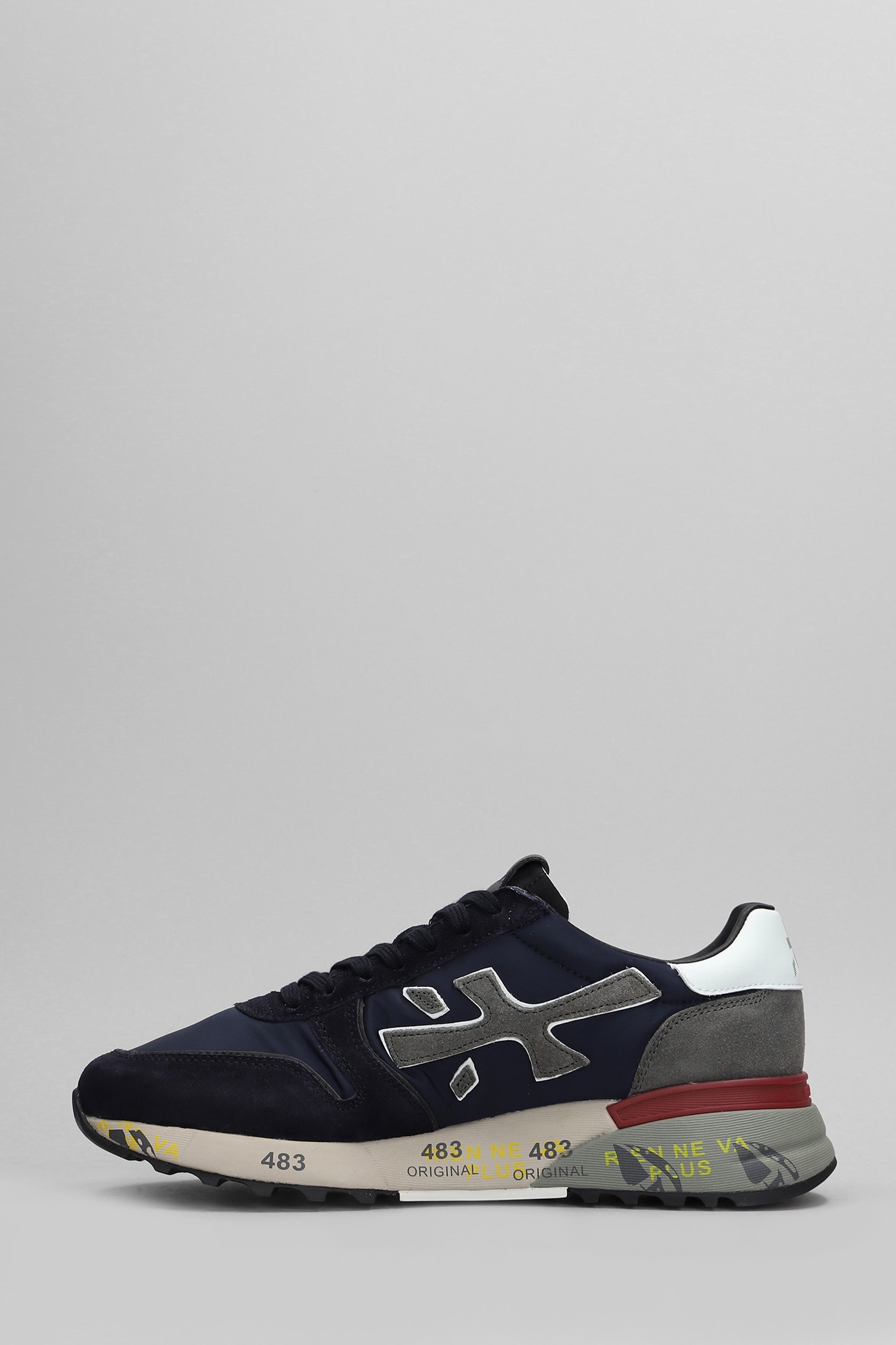 Shop Premiata Mick Sneakers In Blue Suede And Fabric