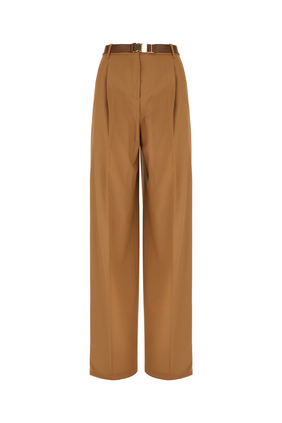 Max Mara Camel Wool Pants In Brown