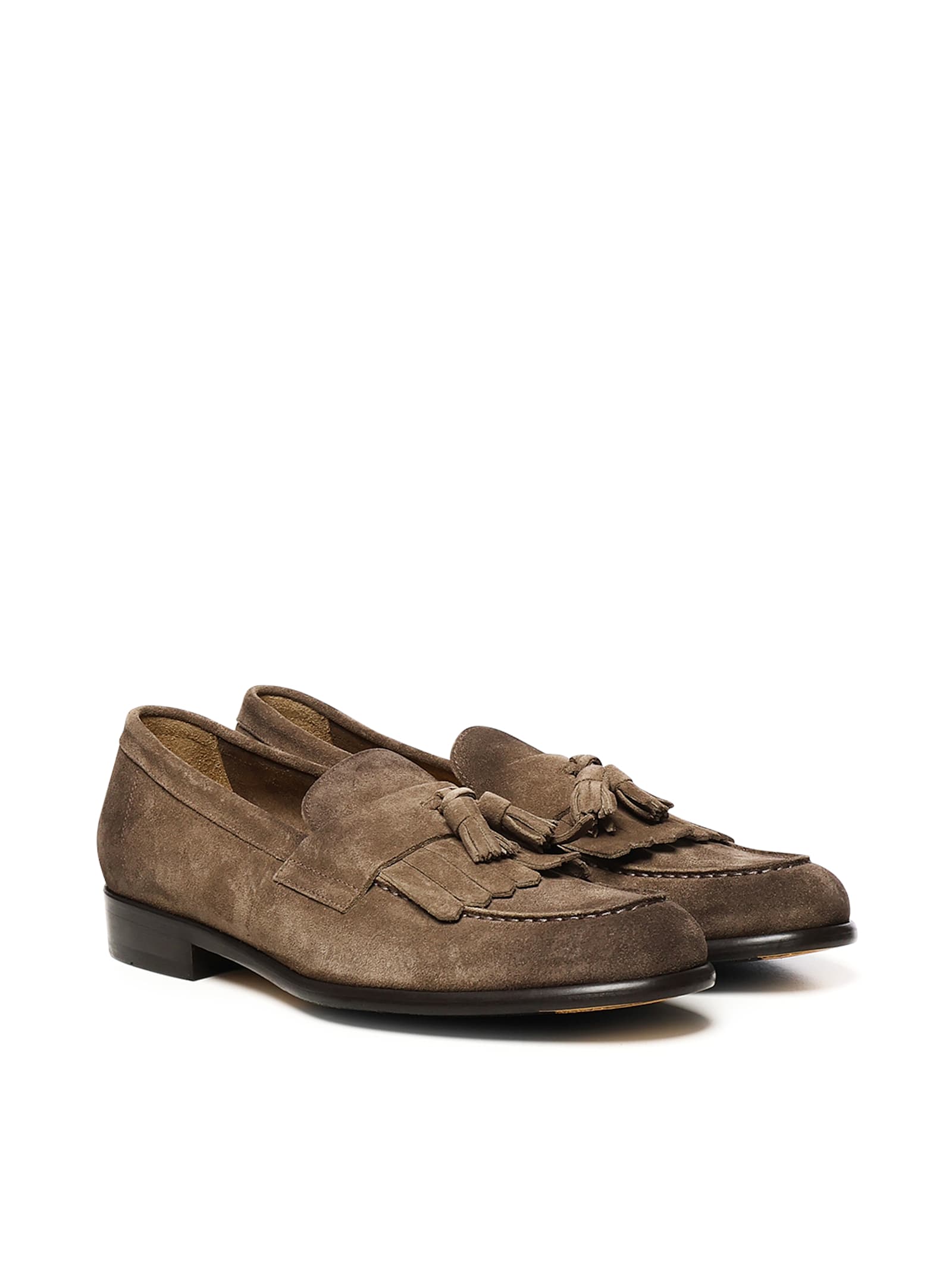 Doucal's Classic Suede Tassel Loafers With Bowl Stitching In Brown