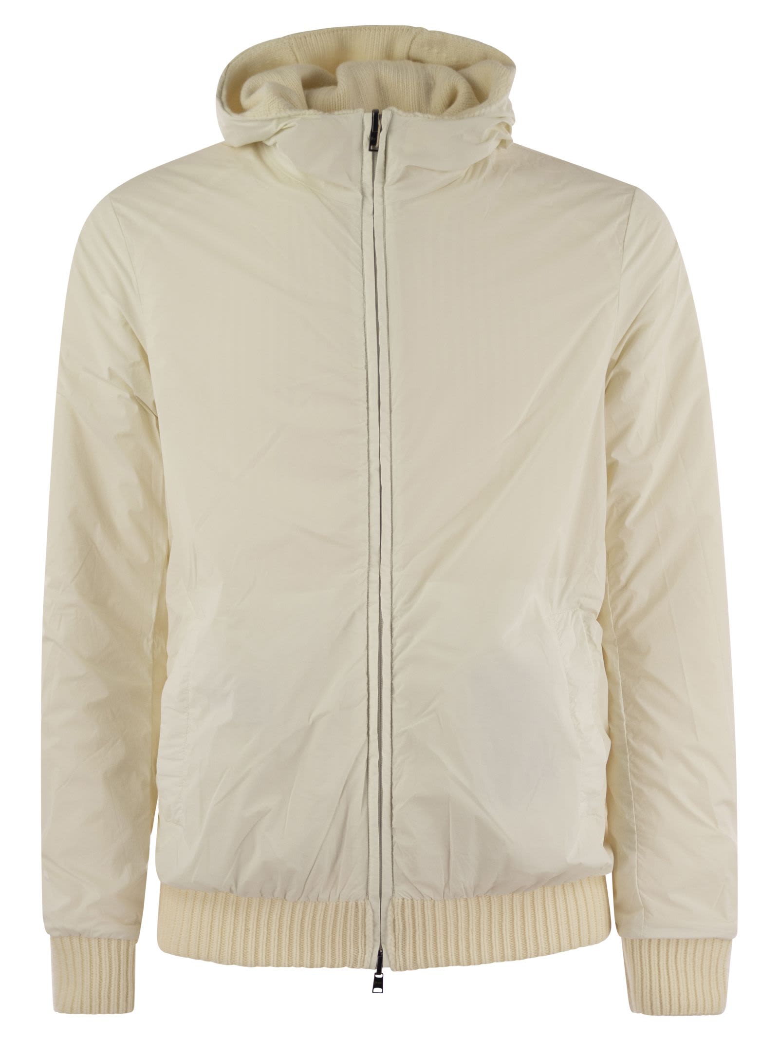 Shop Herno Reversible Padded Wool Bomber Jacket In White