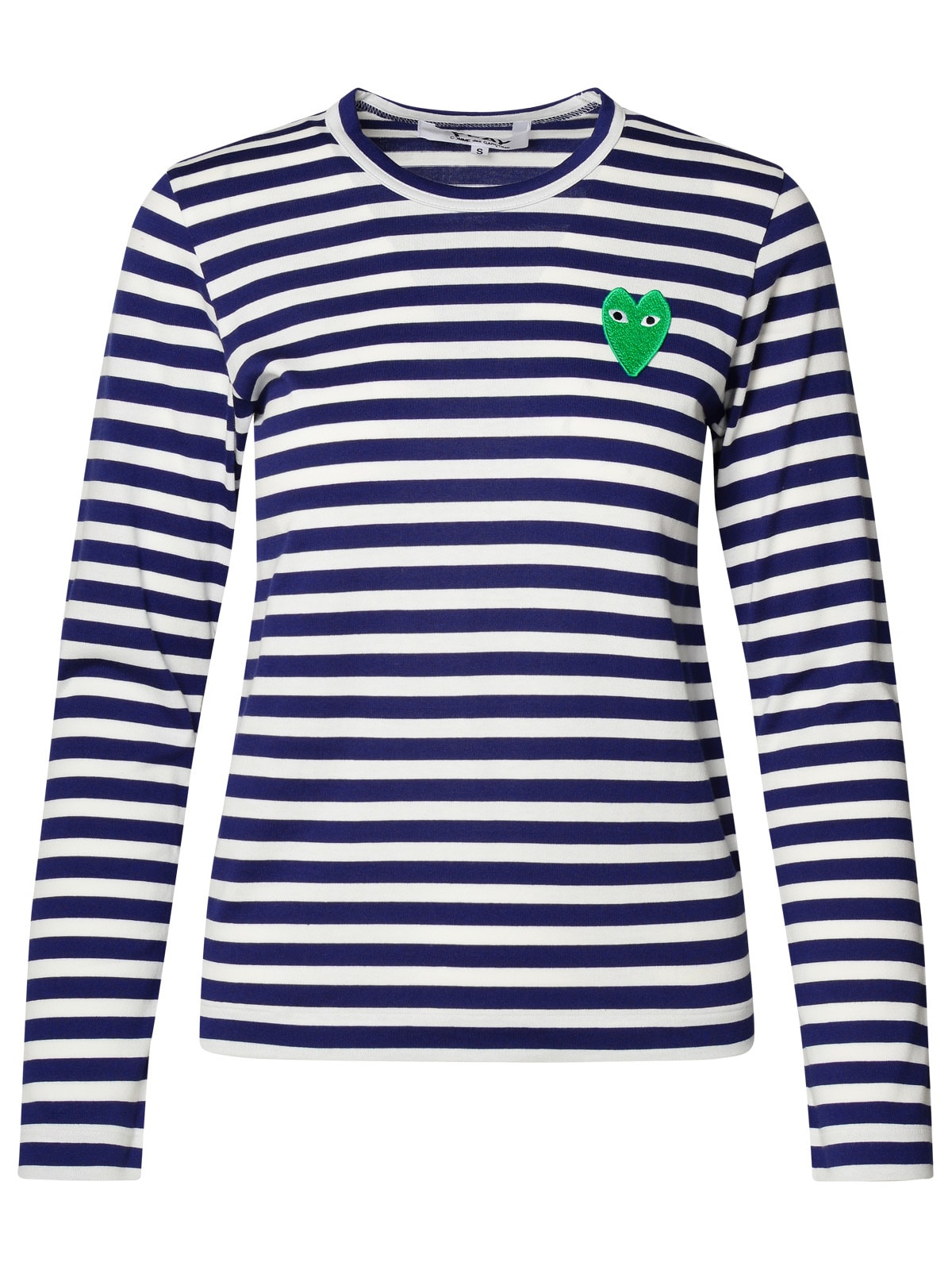 Shop Comme Des Garçons Play Two-tone Cotton Sweater In Navy