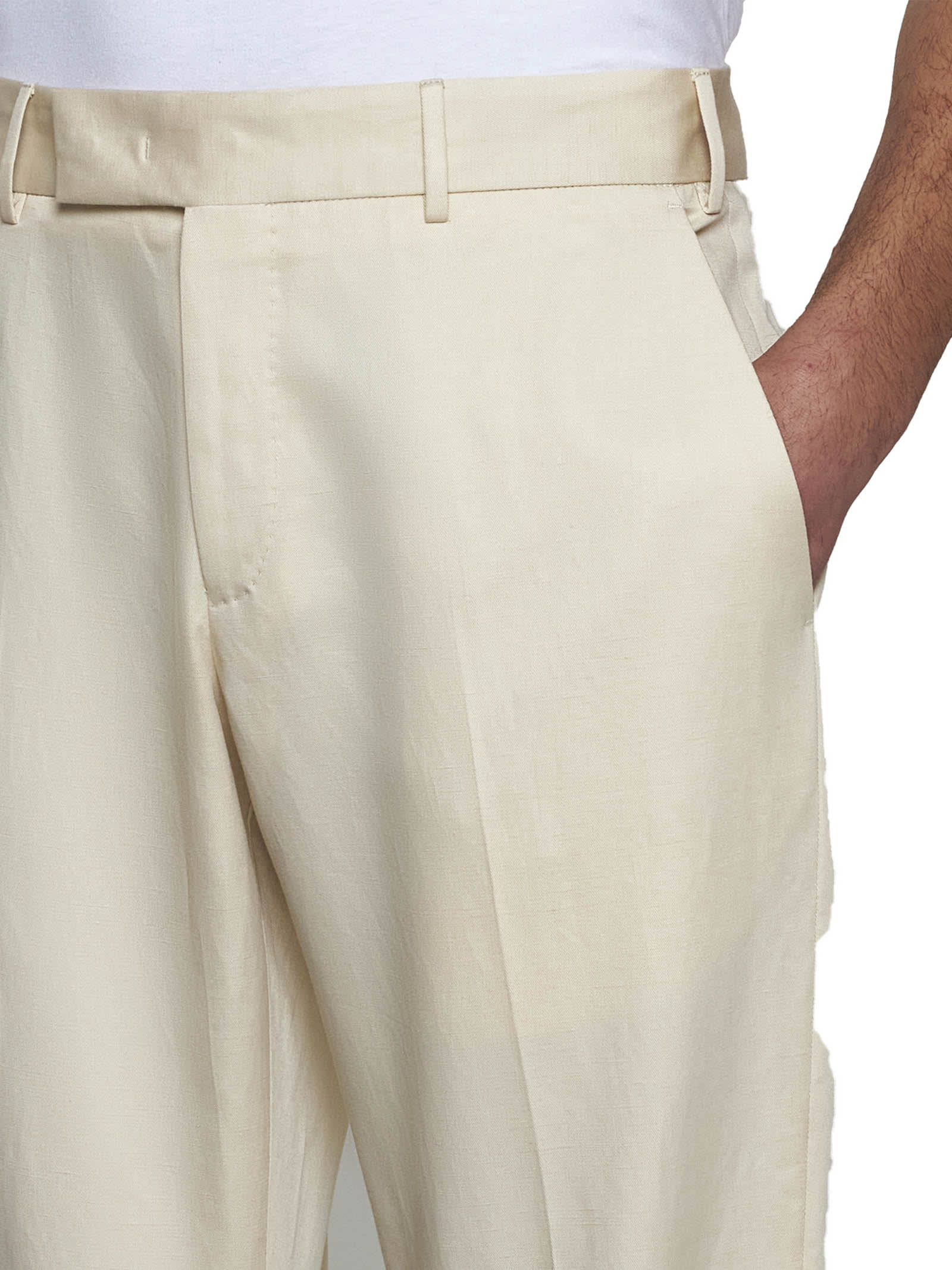 Pt Torino Michael Reworked Cotton Trousers In Cream
