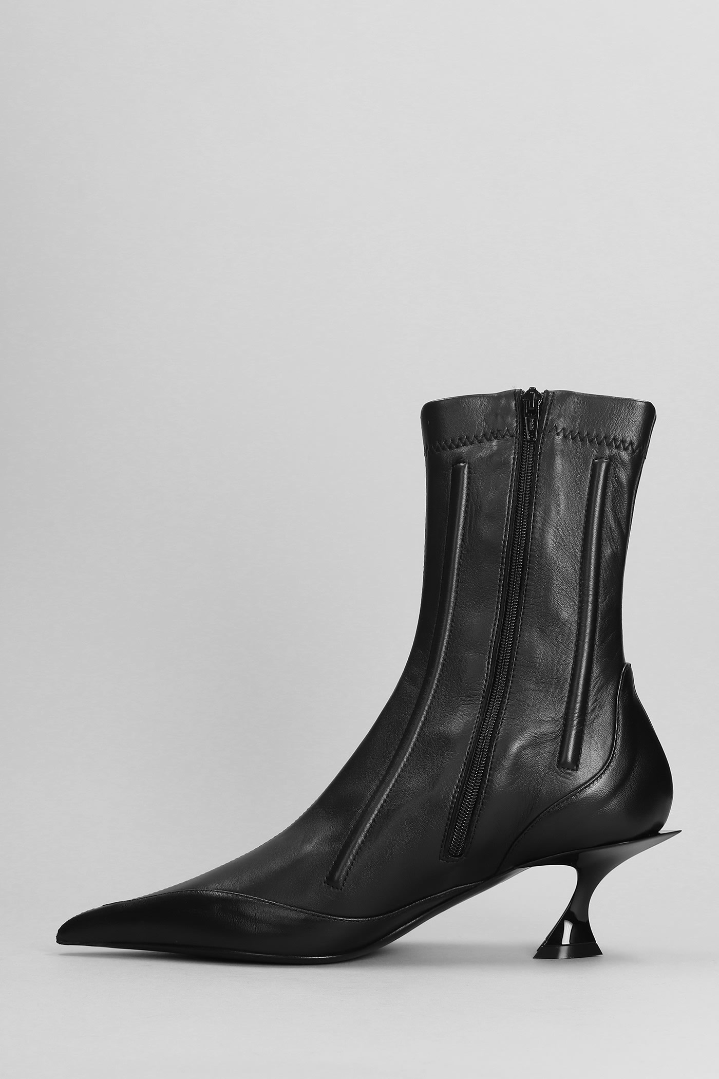 Shop Mugler Low Heels Ankle Boots In Black Leather