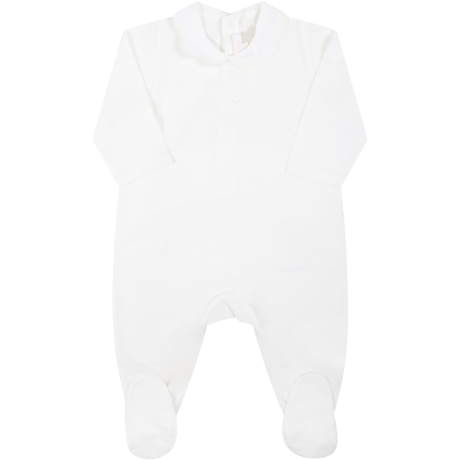 Chloé White Babygrow For Baby Girl With Logo