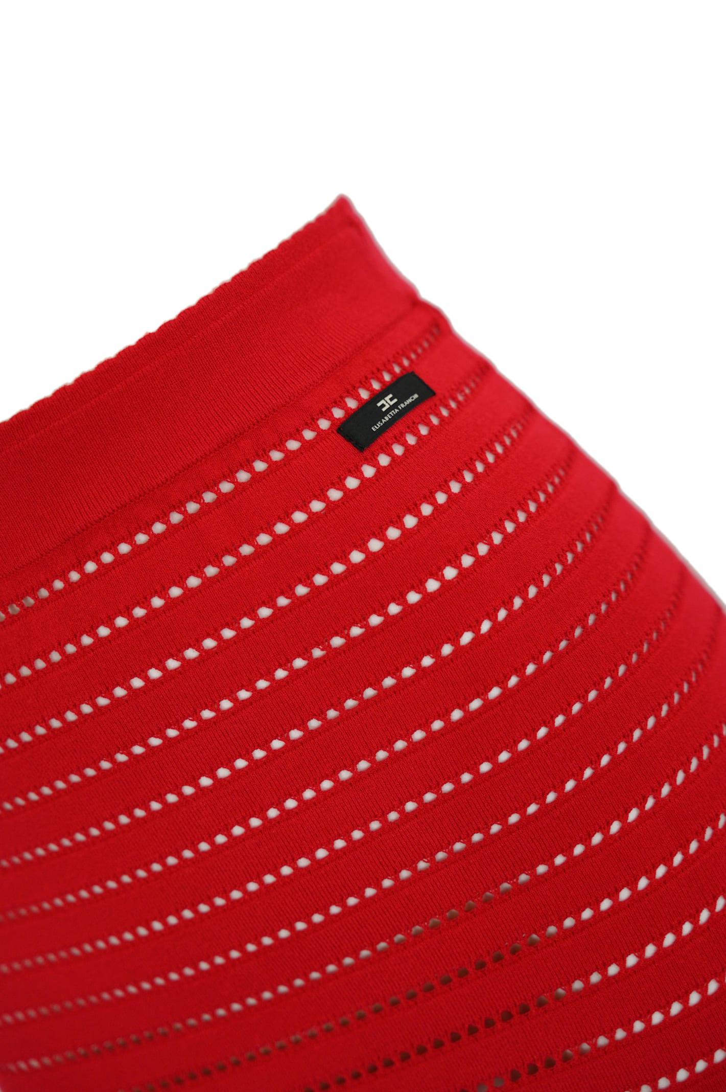 Elisabetta Franchi Perforated Knit Skirt In Red