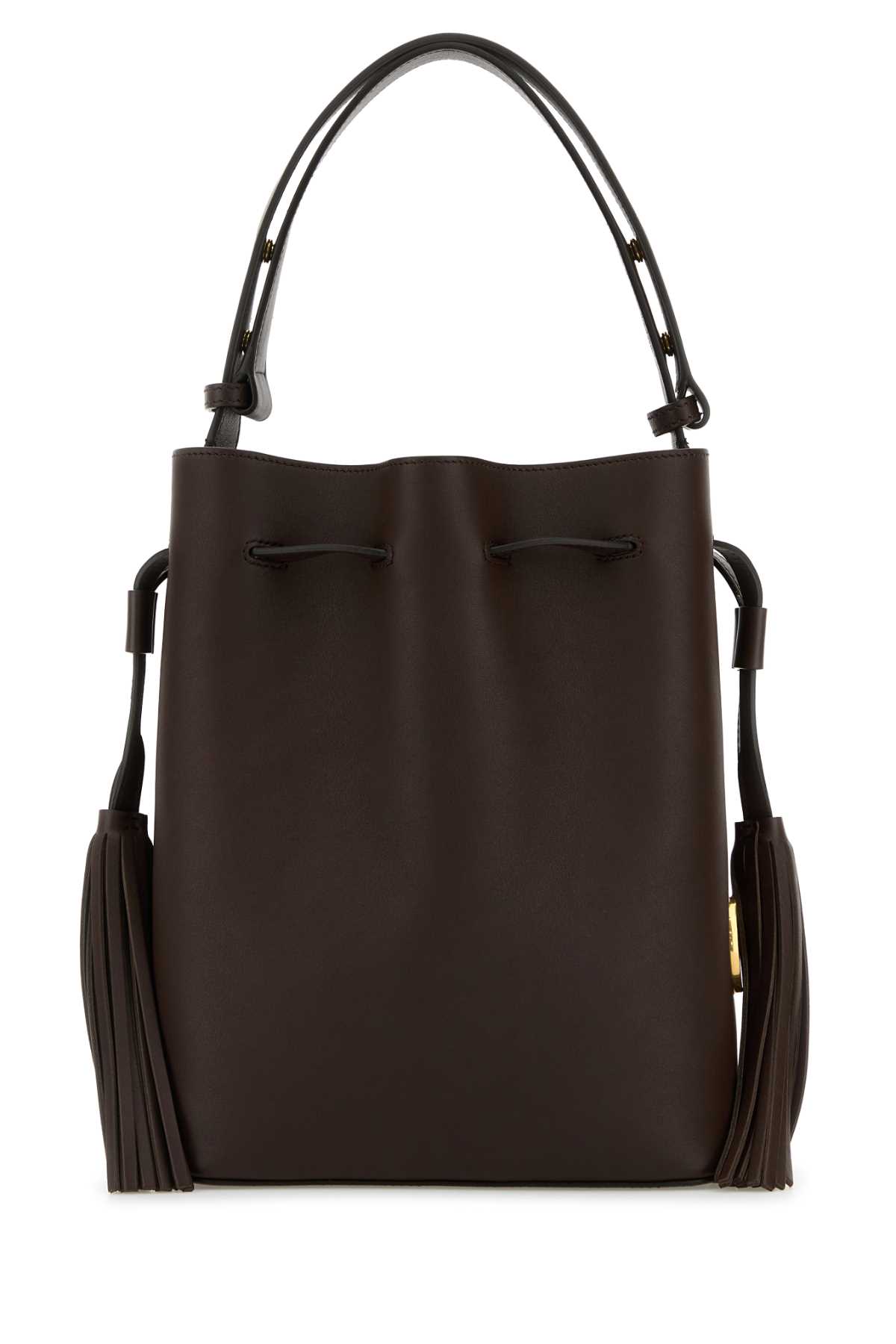 Valentino Garavani Chocolate Leather Vlogo Signature Bucket Bag