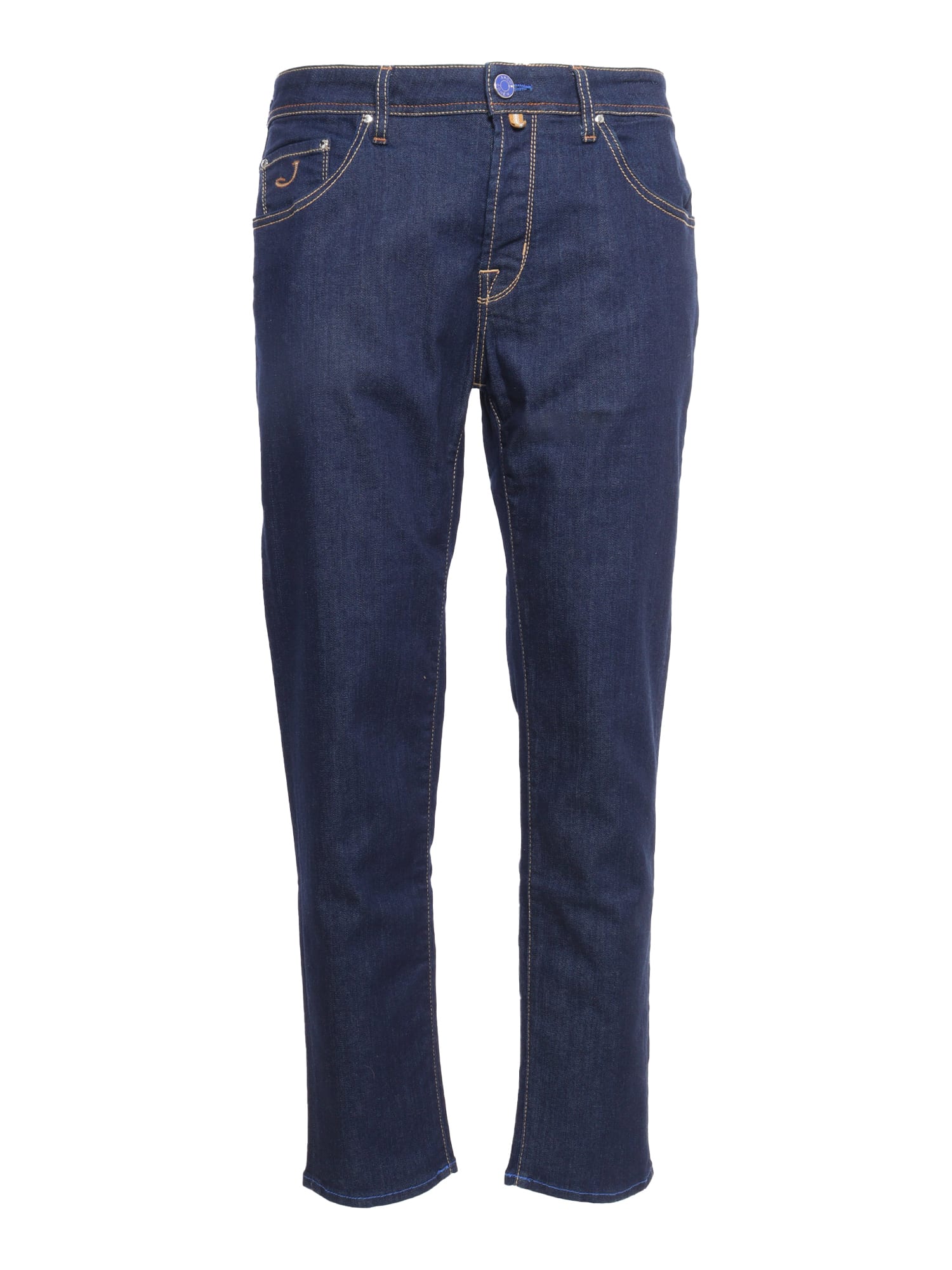 Jacob Cohen Blue Slim Five Pockets Jeans With Logo Patch In Blue