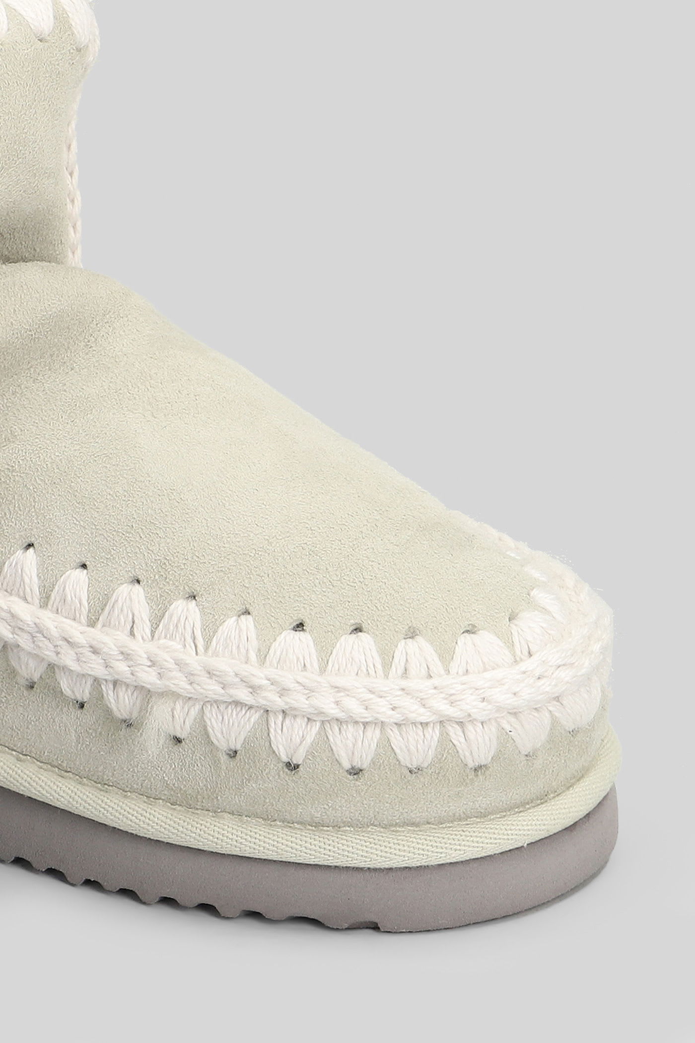 Mou Eskimo 18 Low Heels Ankle Boots In Grey Suede In Gray