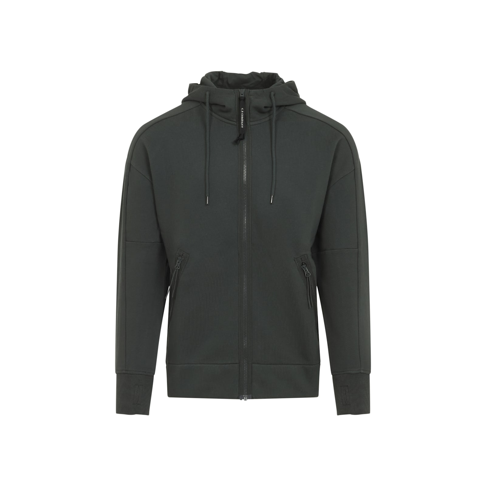 C.p. Company Goggle Hooded Sweatshirt With Zippered Pockets In Gray