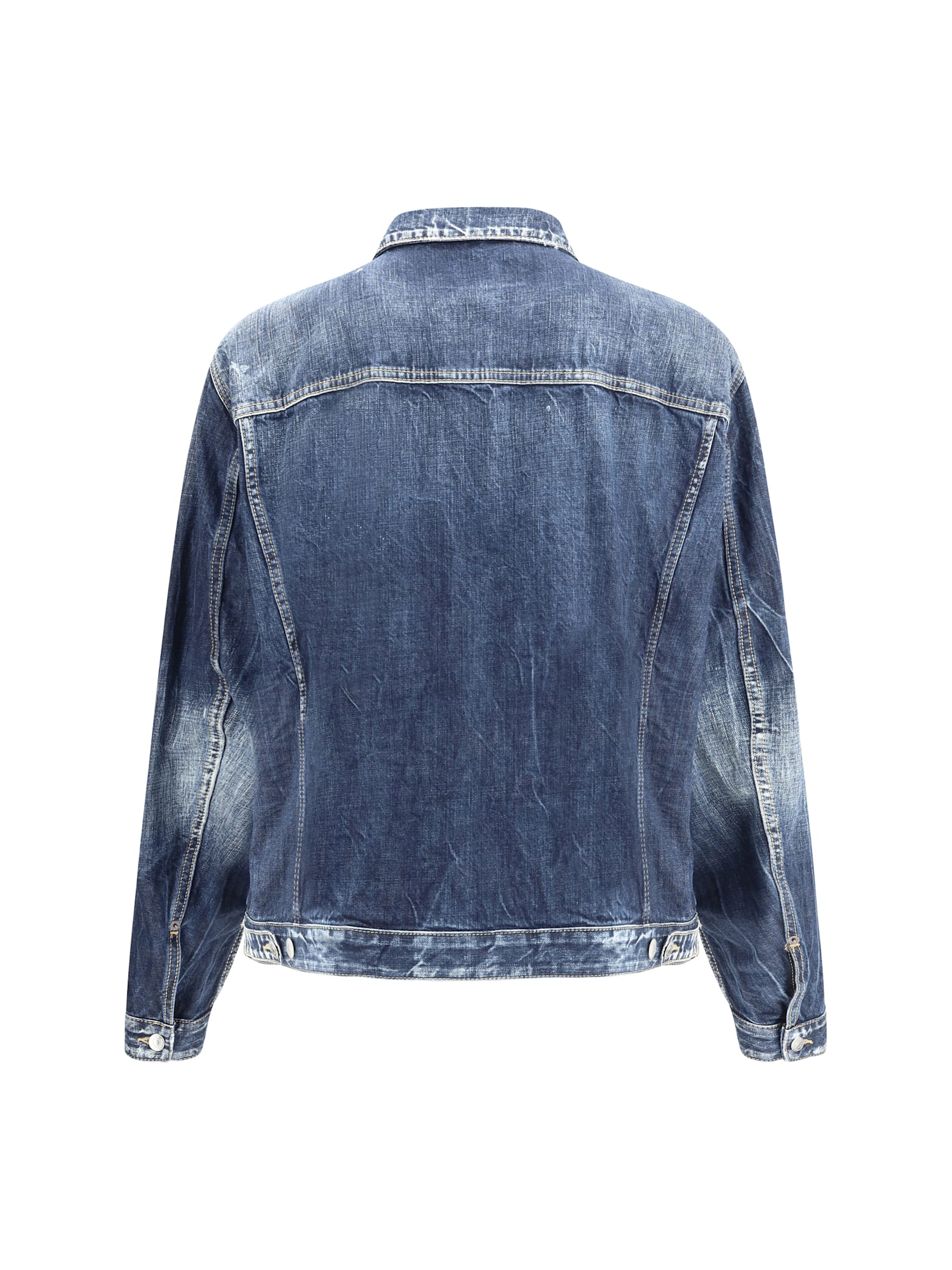 Dsquared2 Distressed Denim Carpenter Jacket Pockets In Navy Blue