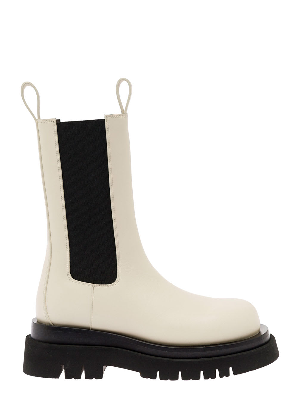 Shop Bottega Veneta Bv Lug White Boots With Contrasting Multi-layered Sole In Leather Woman