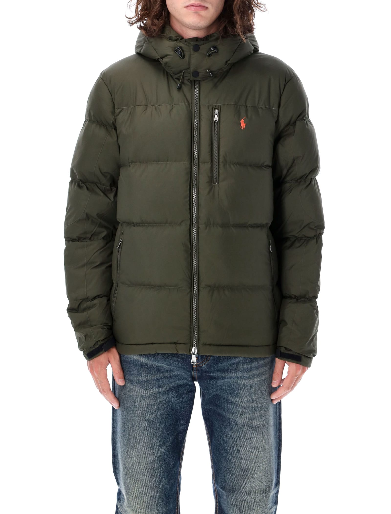 Shop Polo Ralph Lauren Puffer Jacket In Olive