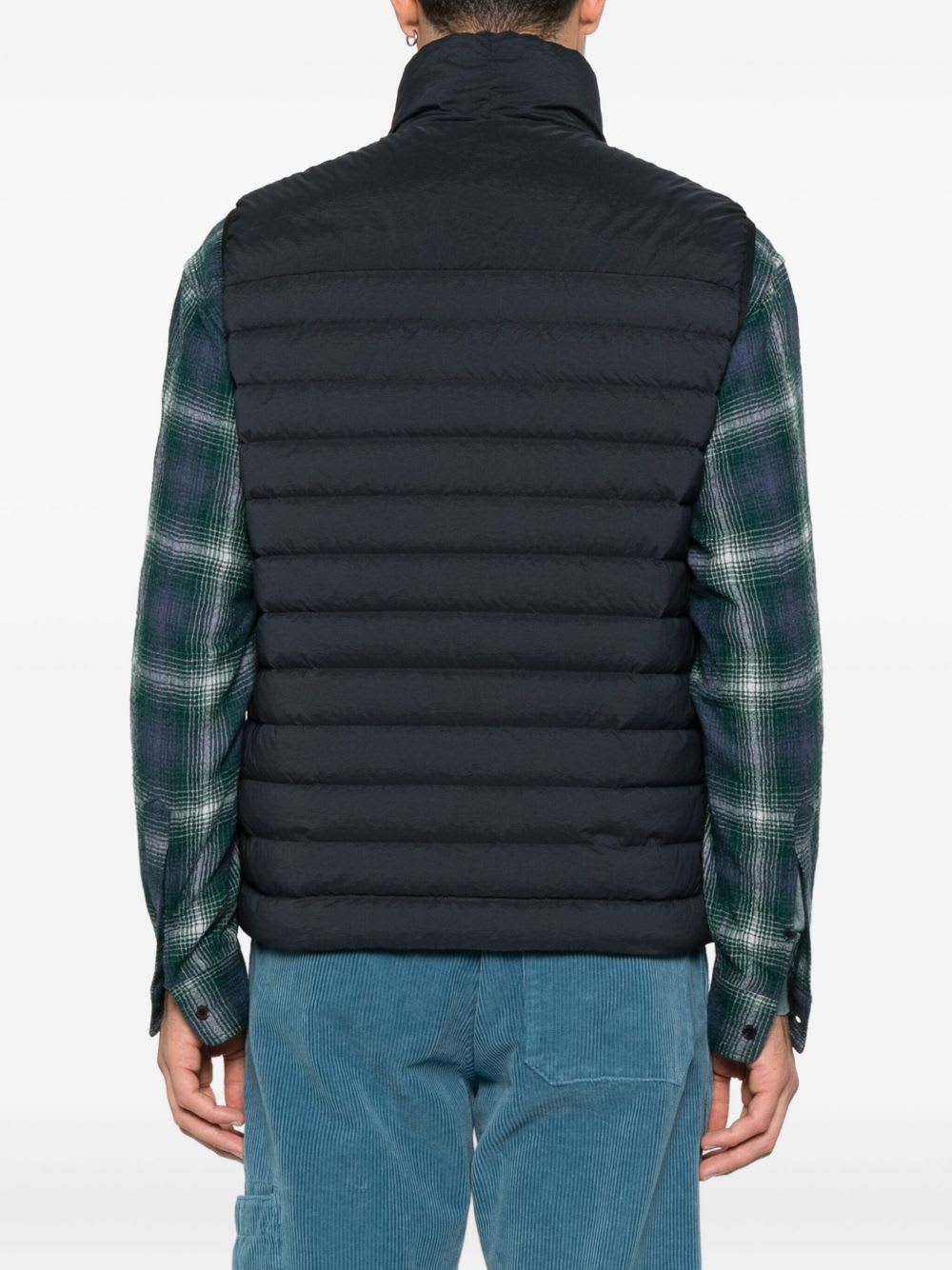 Stone Island Lightweight Sleeveless Padded Vest Pockets In Blue