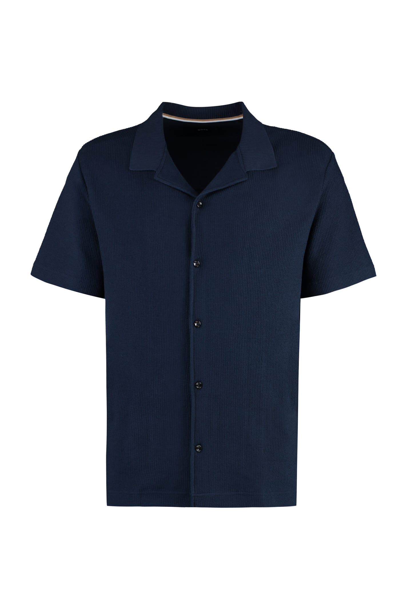 Shop Hugo Boss Short Sleeve Cotton Shirt In Blue