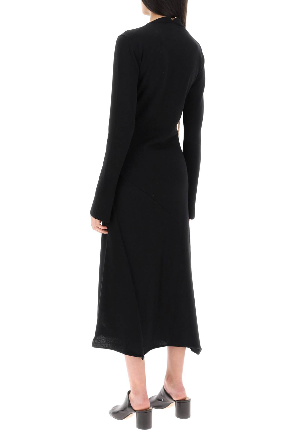 Shop Jil Sander Wool Knit Midi Dress With Necklace In Black (black)