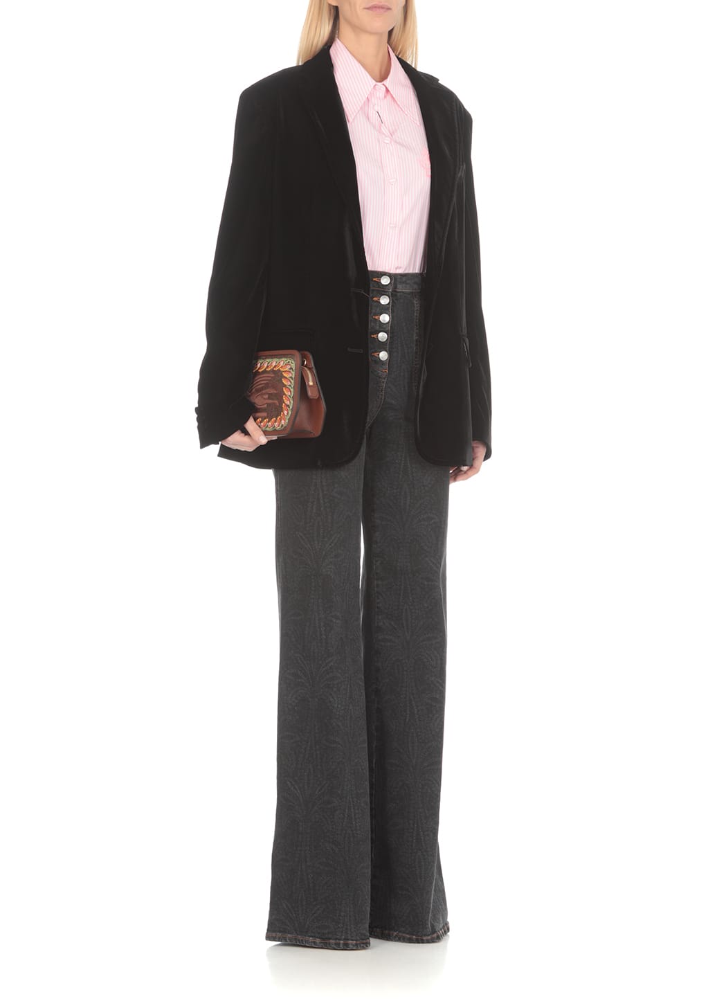 Etro Logo-embroidered Striped Cotton Shirt In Pink