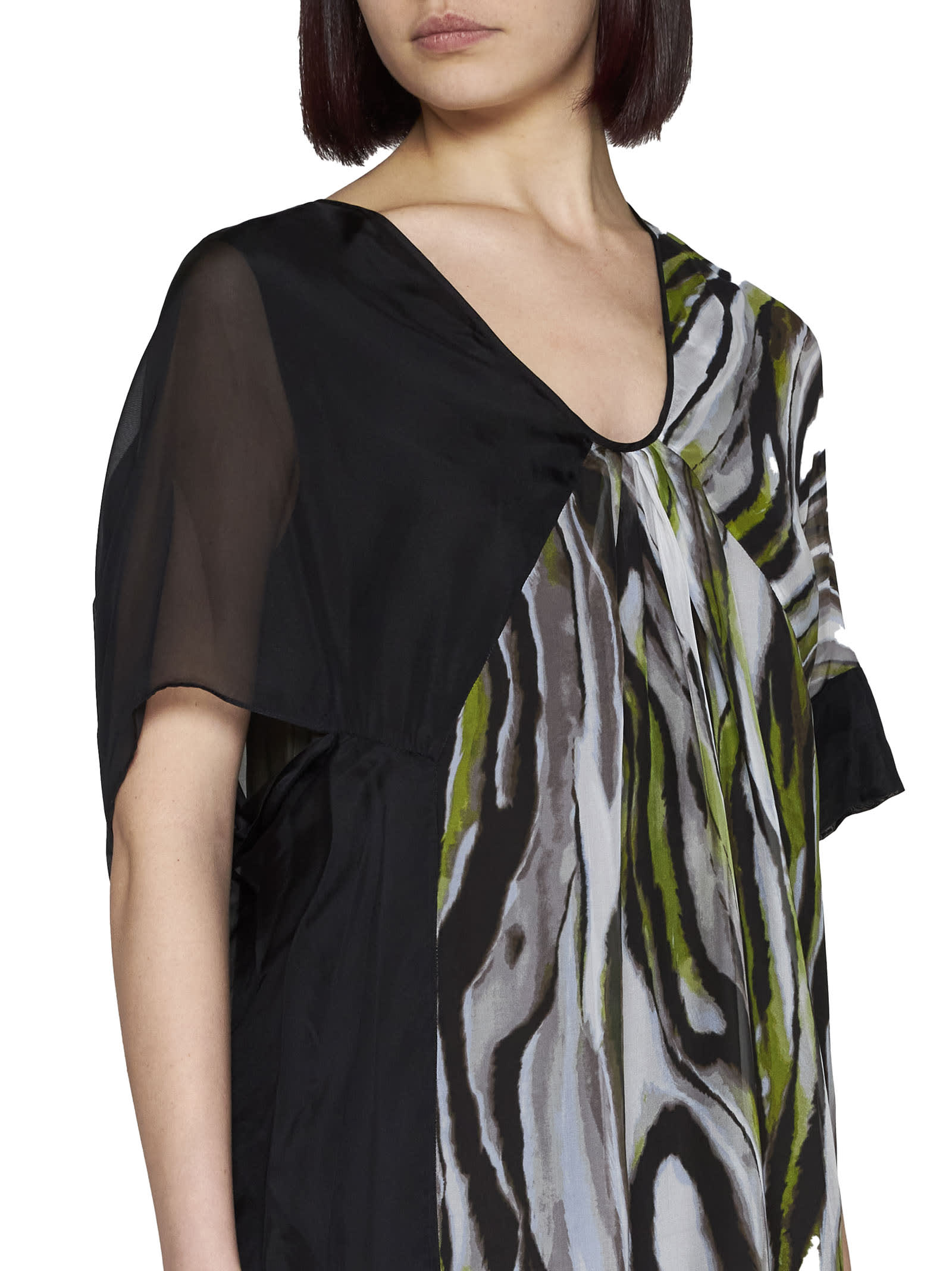 Shop Diane Von Furstenberg Dress In Zebra Mist/black