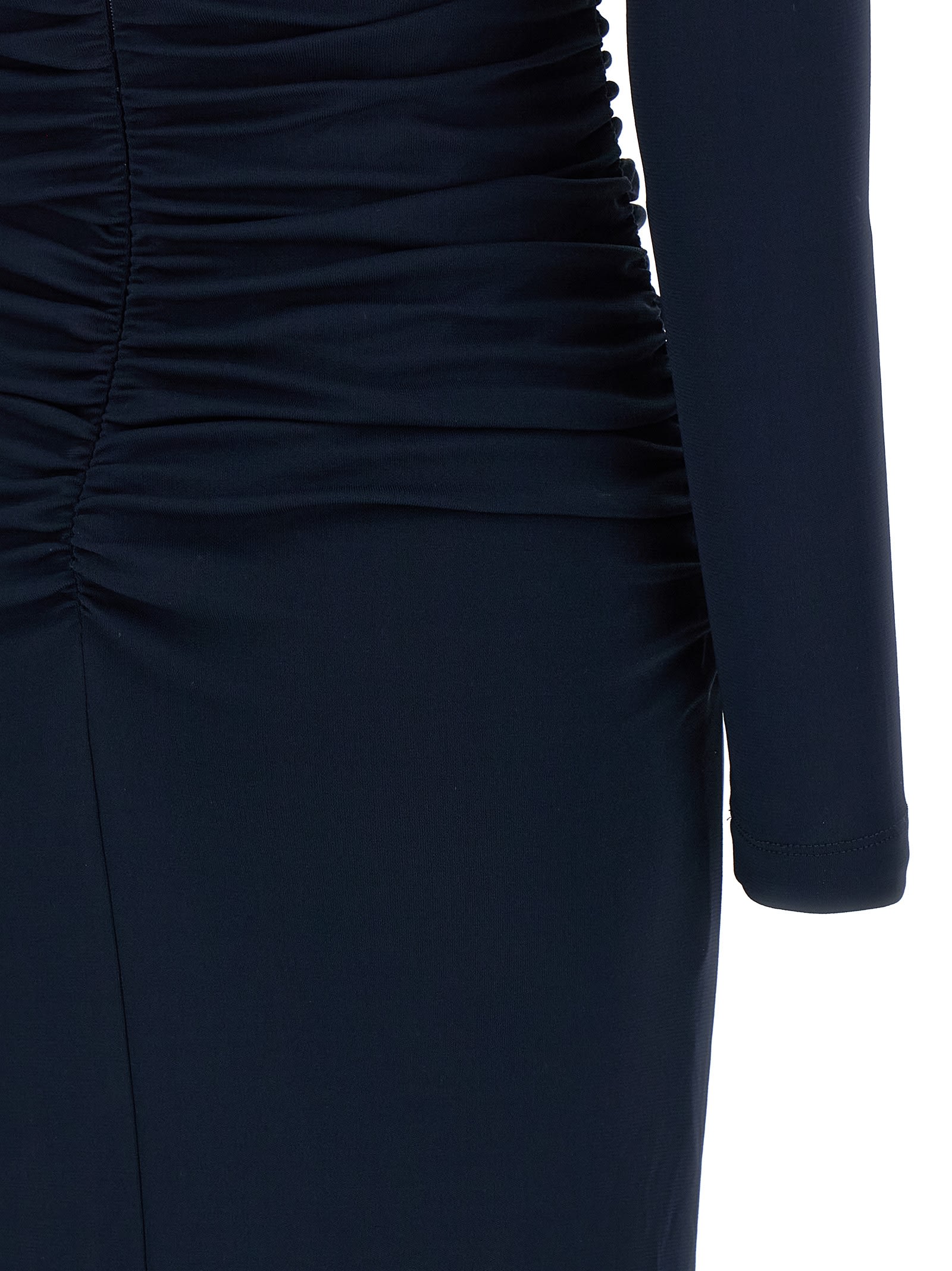 Carolina Herrera 'off-shoulder 3/4 Slv Ruched Midi' Dress In Blue