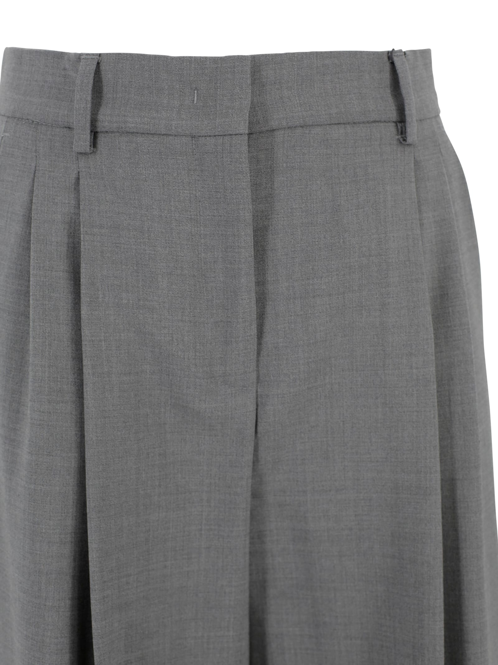 Weekend Max Mara Wide Leg Tailored Trousers With Belt Loops In Gray