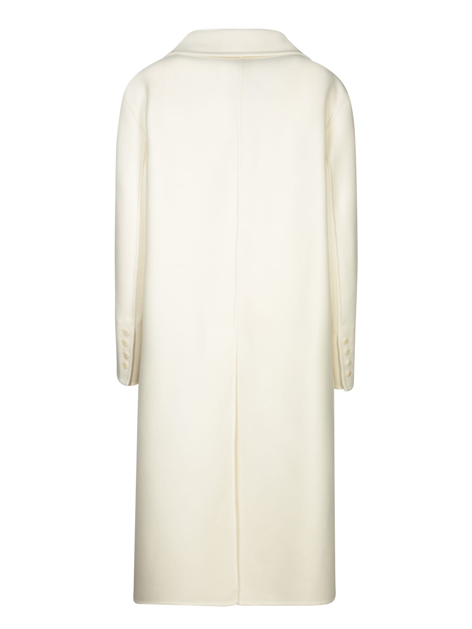 Shop Ermanno Scervino Long Ivory Coat With Floral Details In White