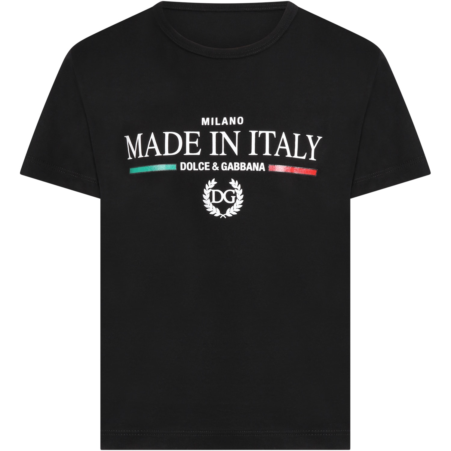 Dolce & Gabbana Black T-shirt For Kids With Logos