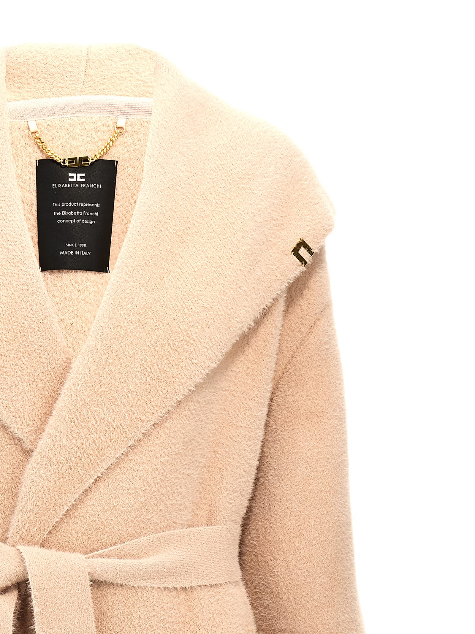 Shop Elisabetta Franchi Fur-effect Coat In Pink