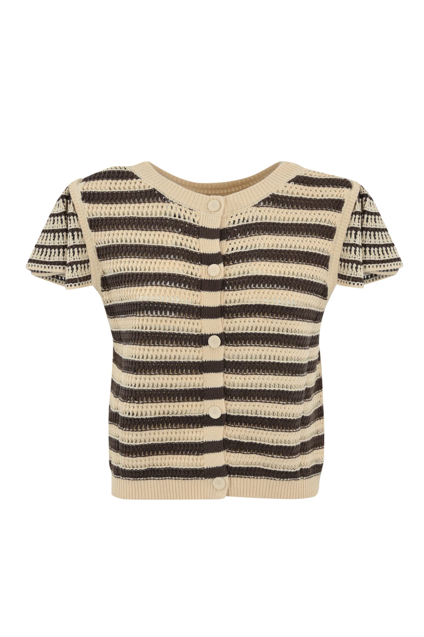 Cardigan Sweater With Flower