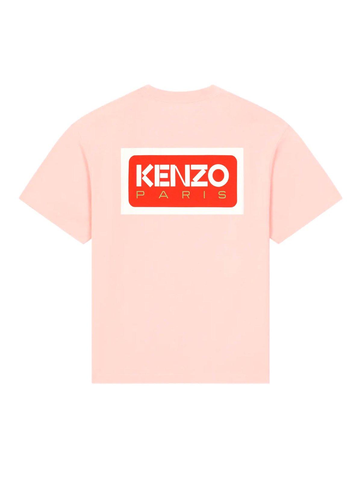 Shop Kenzo Logo Printed Crewneck T-shirt T-shirt In Faded Pink