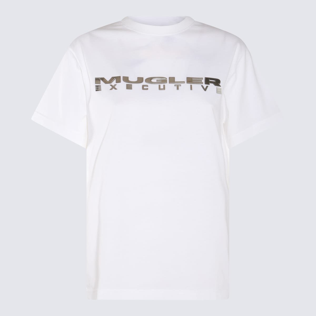 Shop Mugler White Cotton T-shirt In Warm White