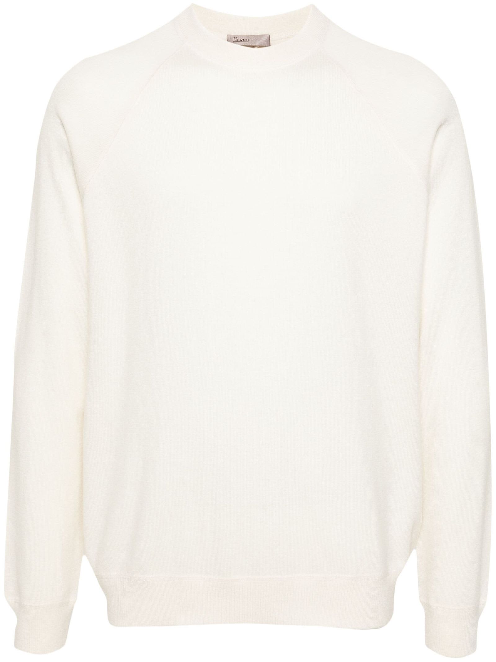 Shop Herno Chalk White Cashmere Jumper