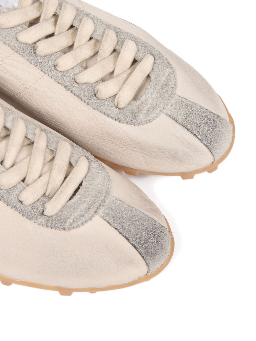 Maison Margiela Sprinters Beige Sneaker With Insert Design And Notched Sole In Leather Woman In Multi