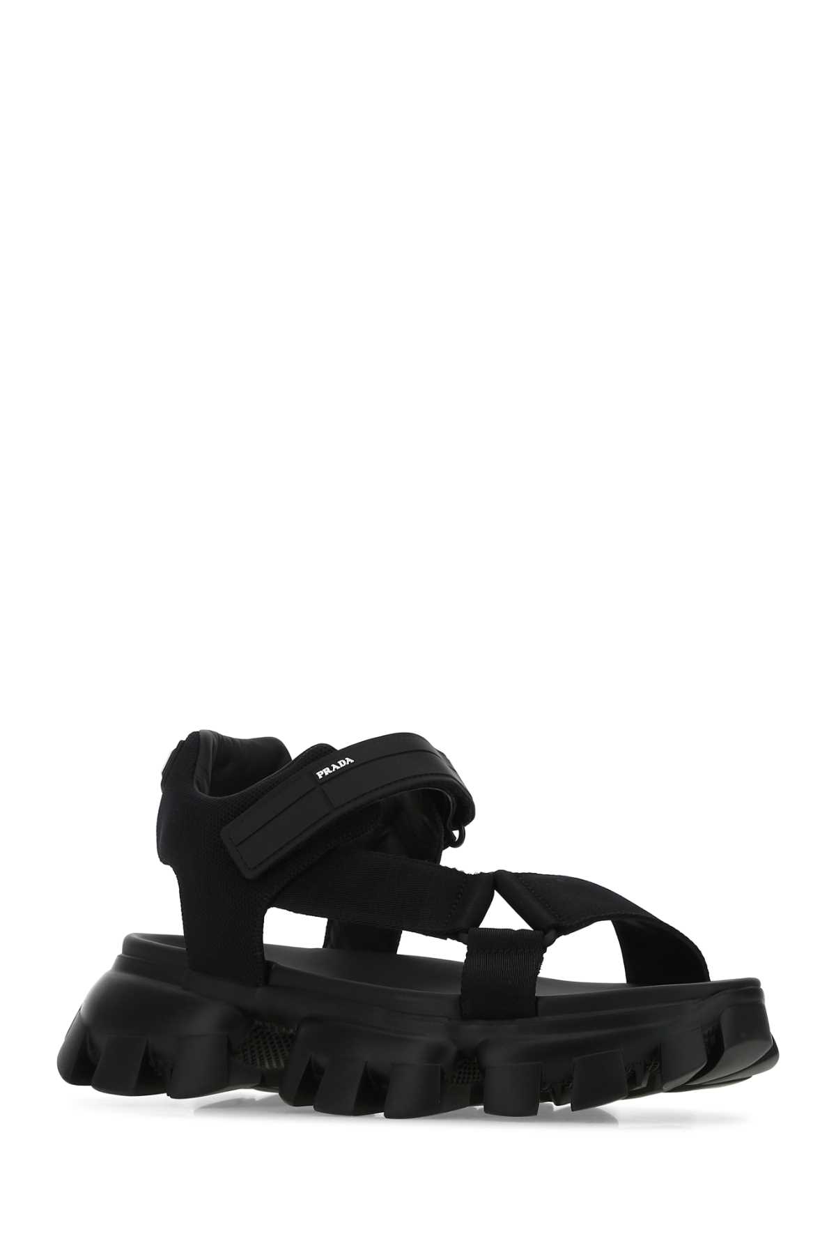 Shop Prada Black Nylon Sandals In Nero