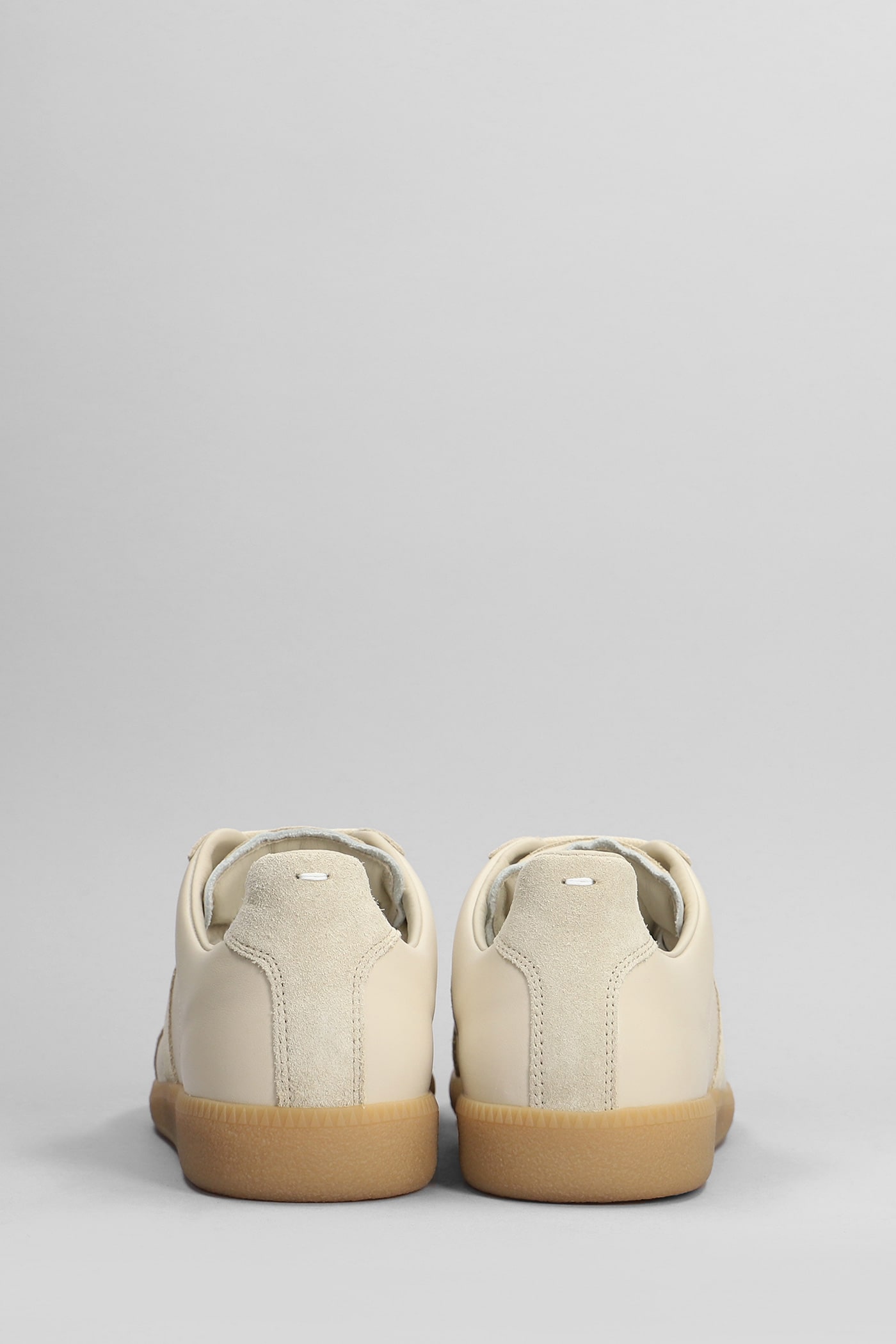 Shop Maison Margiela Replica Sneakers In Beige Suede And Leather