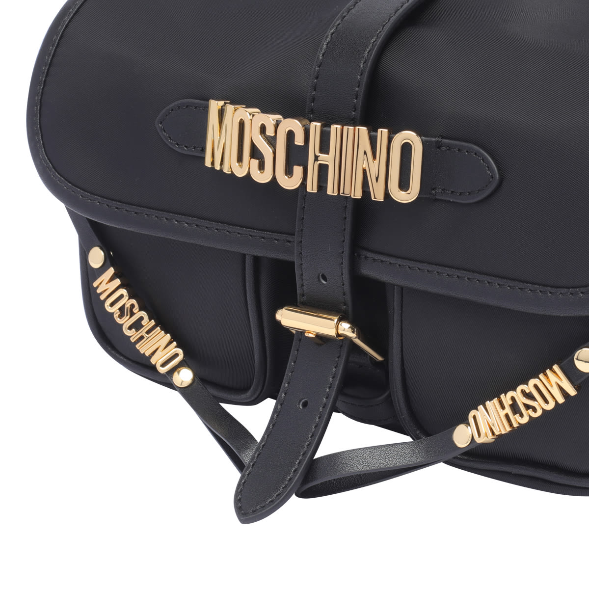 Shop Moschino Logo Crossbody Bag In Black