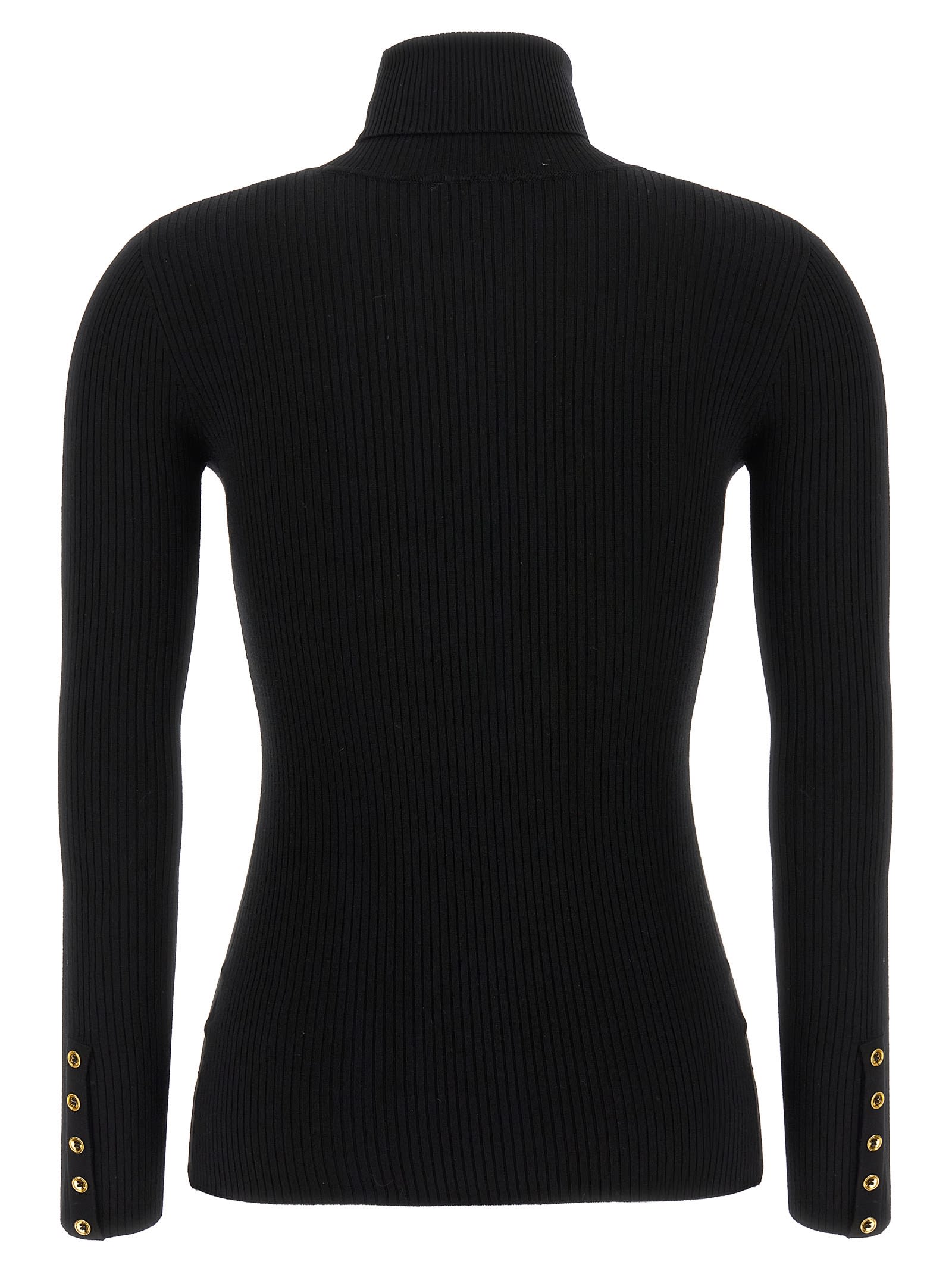 Elisabetta Franchi Ribbed Turtleneck Sweater Sweaters And Cardigans Black In Black