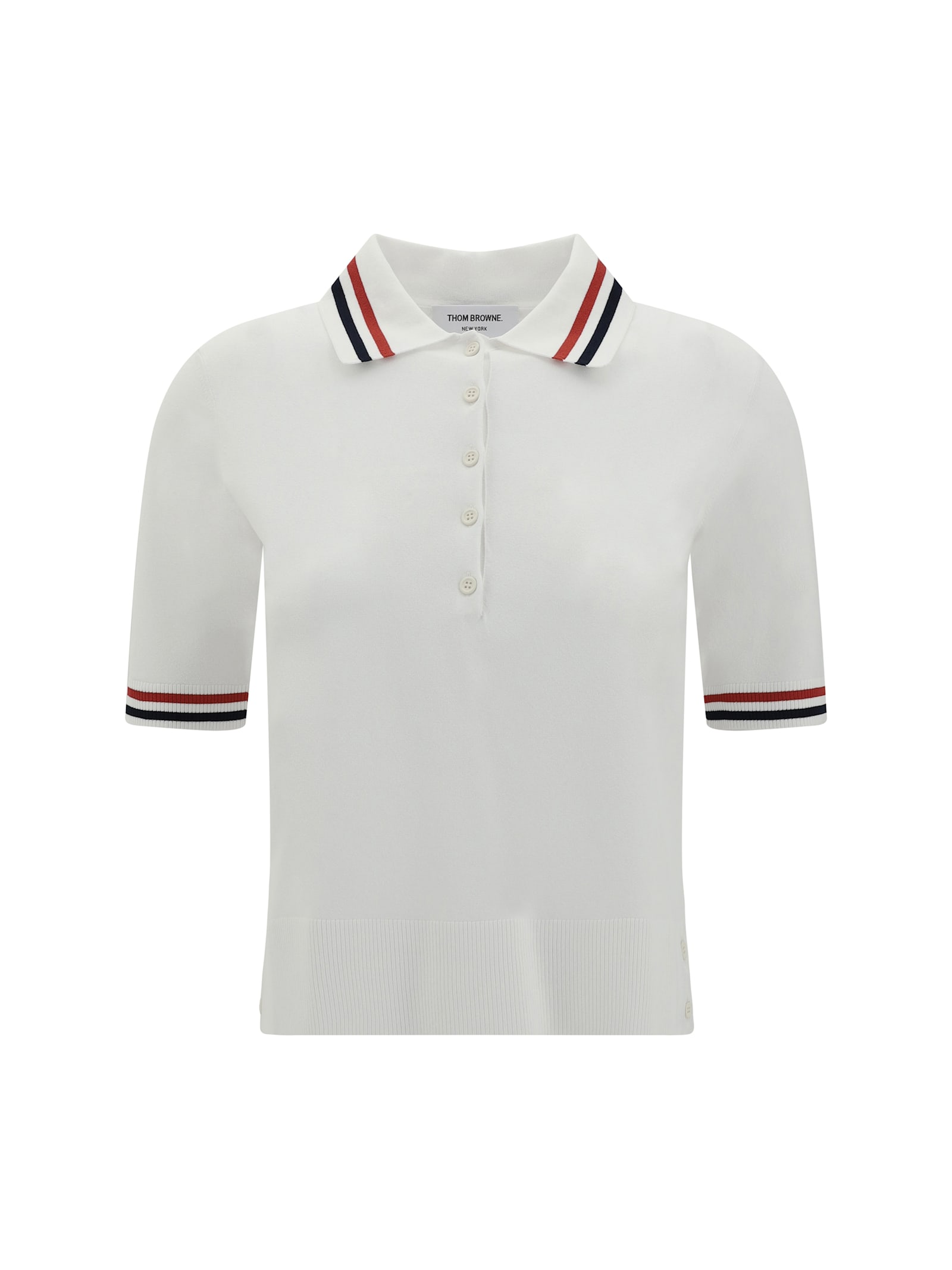 Thom Browne Polo Shirt With Iconic Striped Collar In White