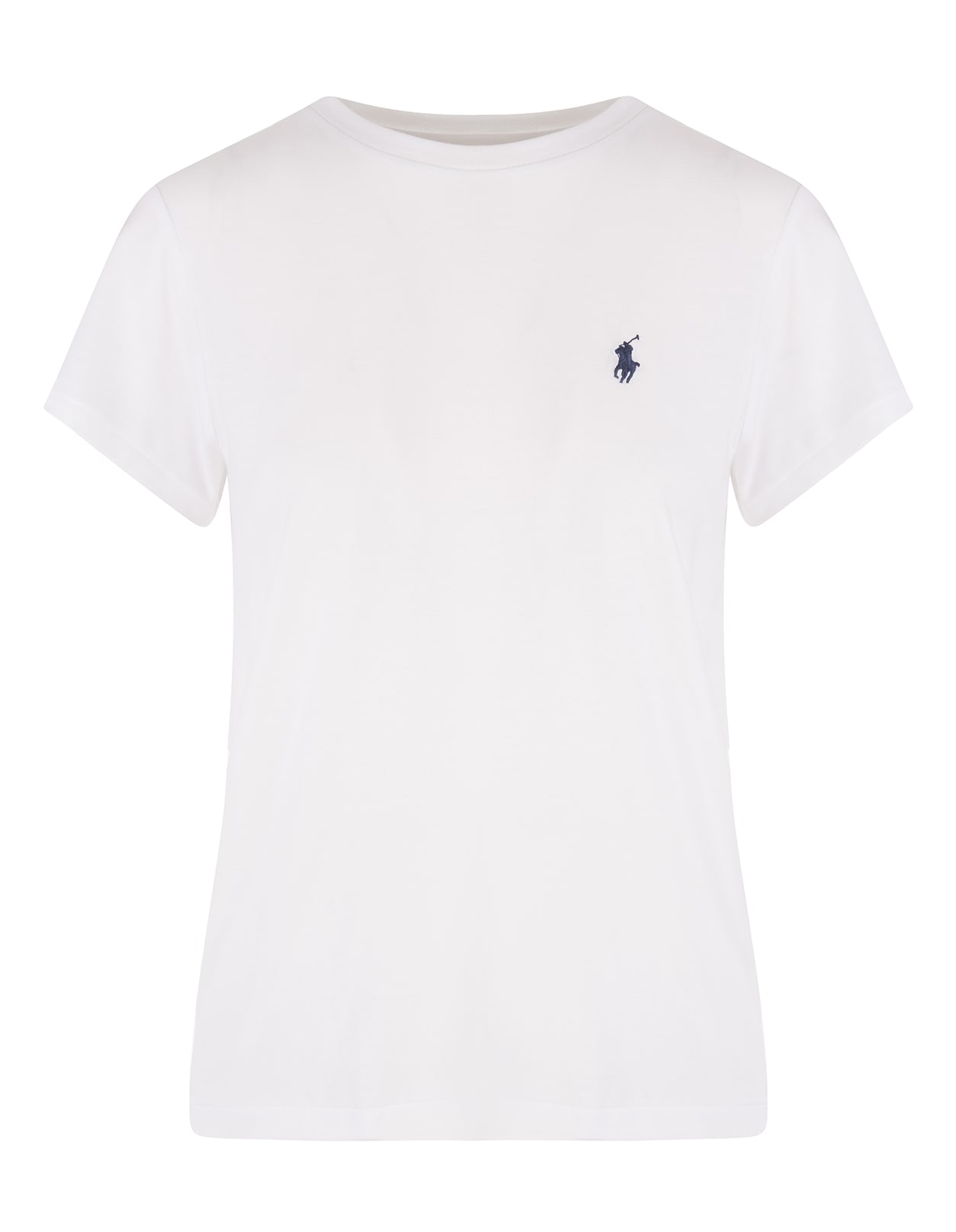 Ralph Lauren Woman Basic White T-shirt With Blue Pony