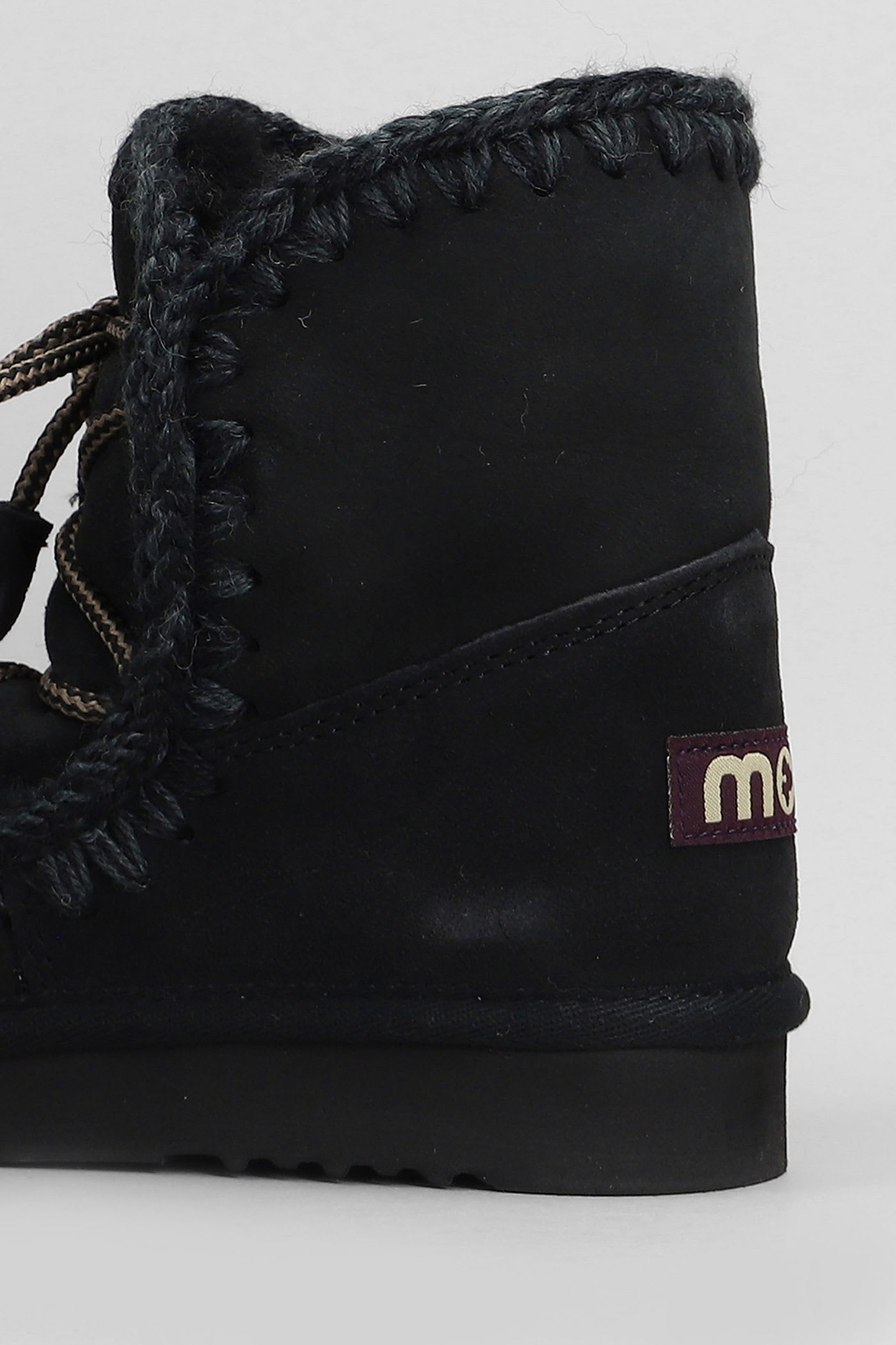 Mou Eskimo 18 Scoubidoo Low Heels Ankle Boots In Black Leather In Black