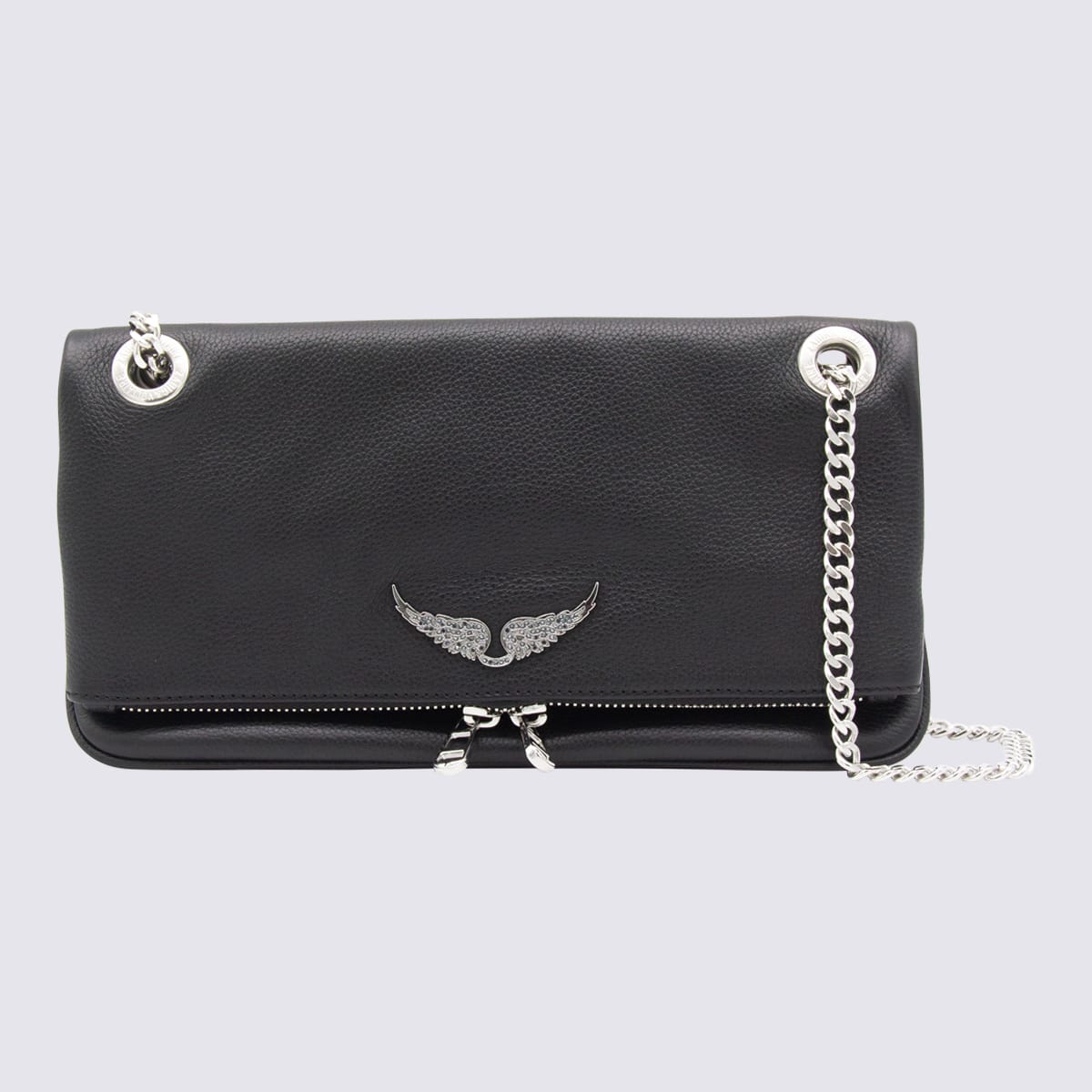 Zadig & Voltaire Black Leather Rock Ii Shoulder Bag In Black