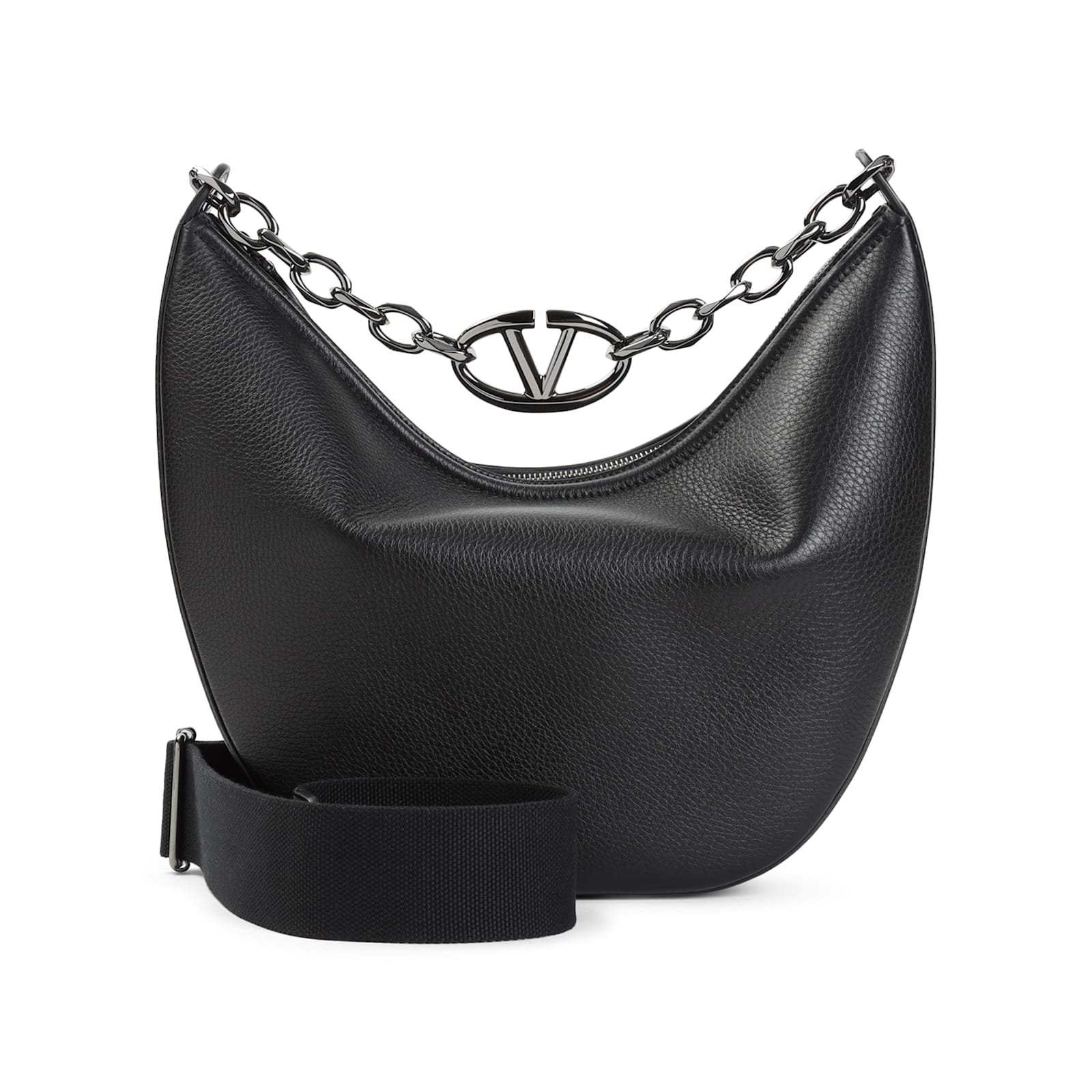 Shop Valentino Vlogo Moon Medium Hobo Bag In No Nero