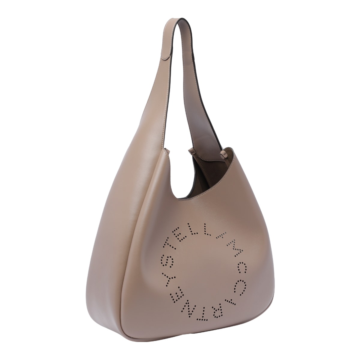Stella Mccartney Large Logo Hobo Bag In Sand
