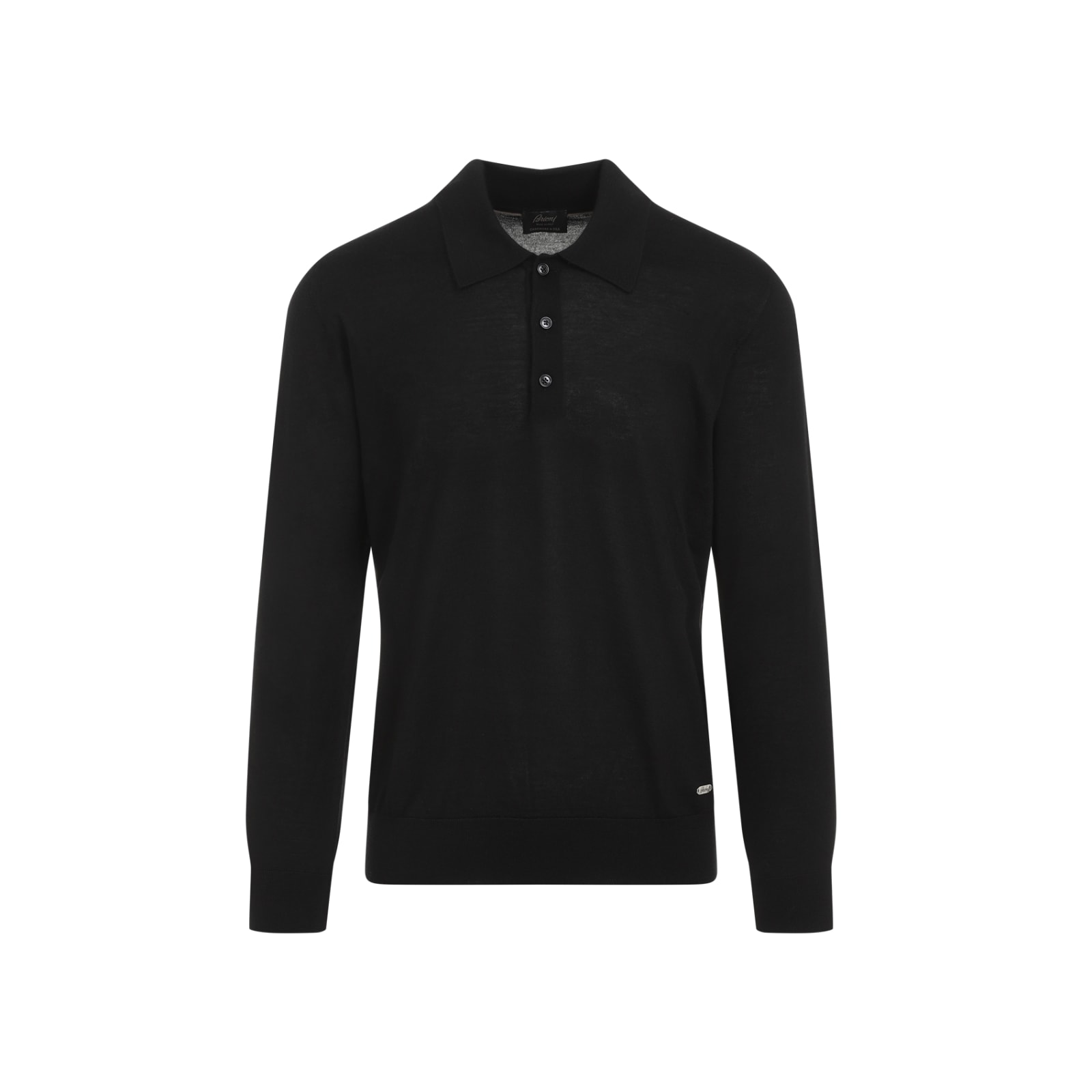 Shop Brioni Long Sleeves Polo In Black