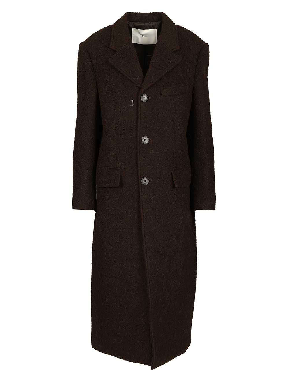 Dunst Brown Single-breasted Wool-blend Coat In Black